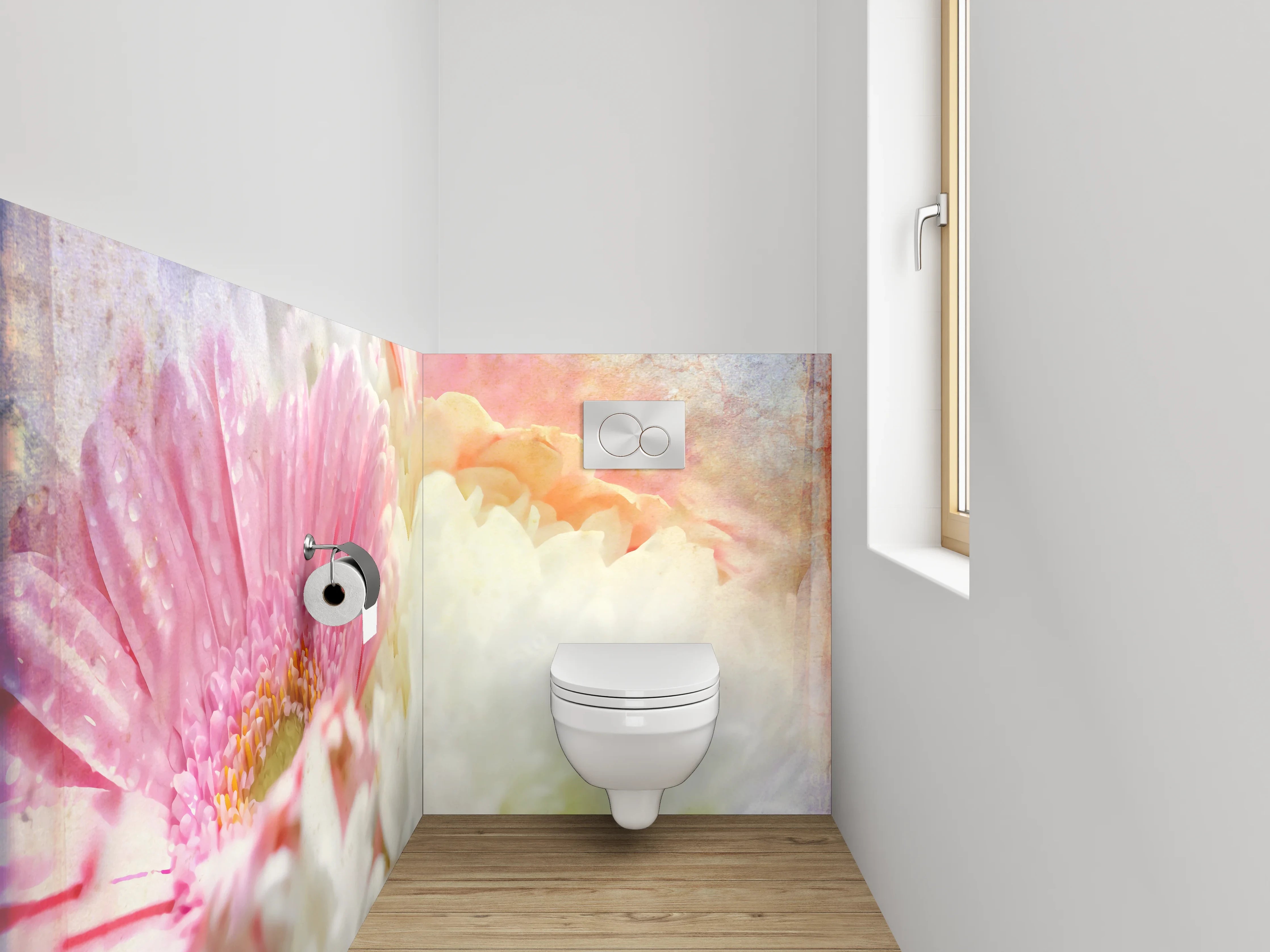 WC-Rückwand - Pastellfarbene Vintage-Blumen-Komposition