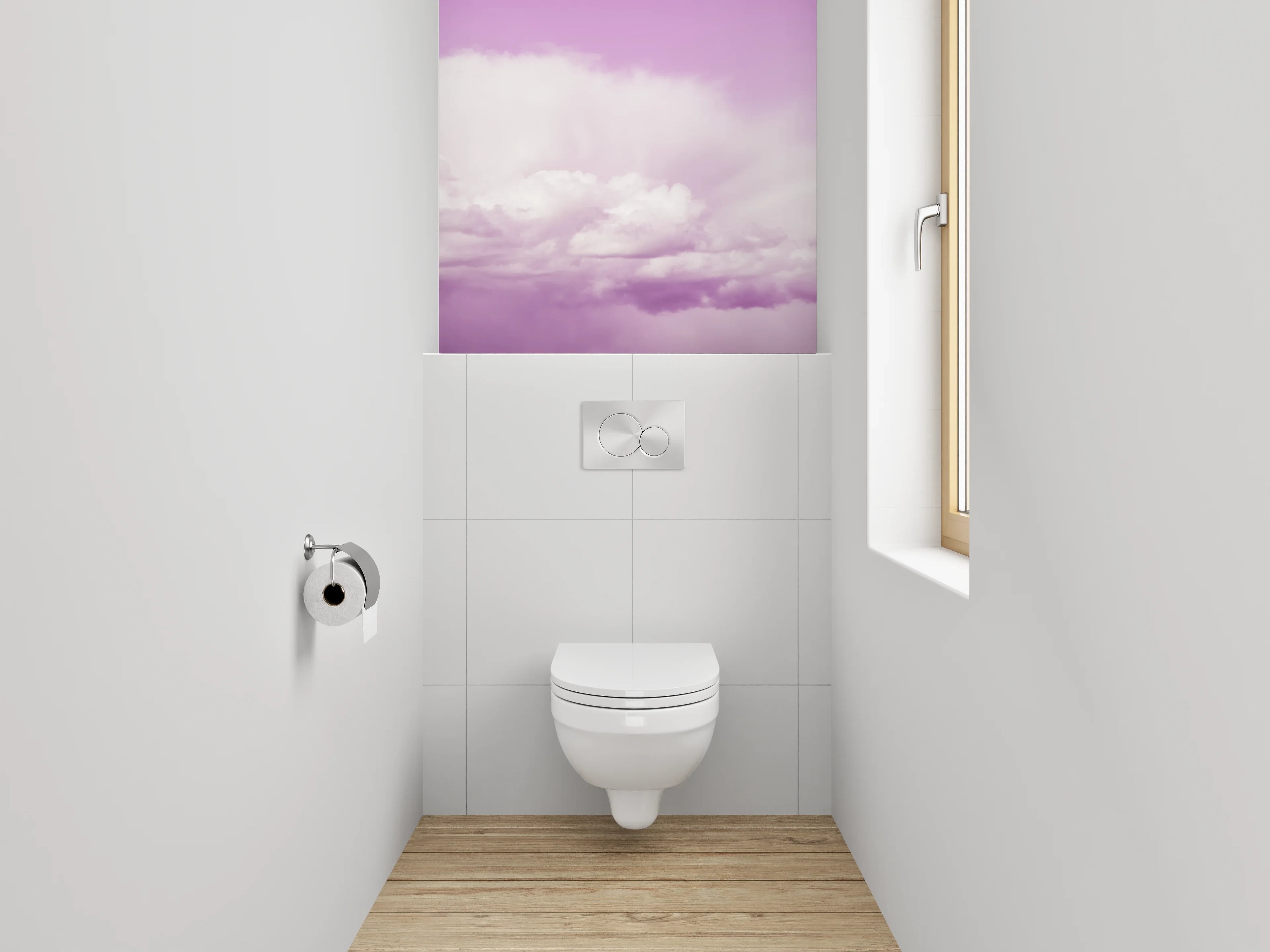 WC-Rückwand - Pastellfarbener Himmel mit Wolken