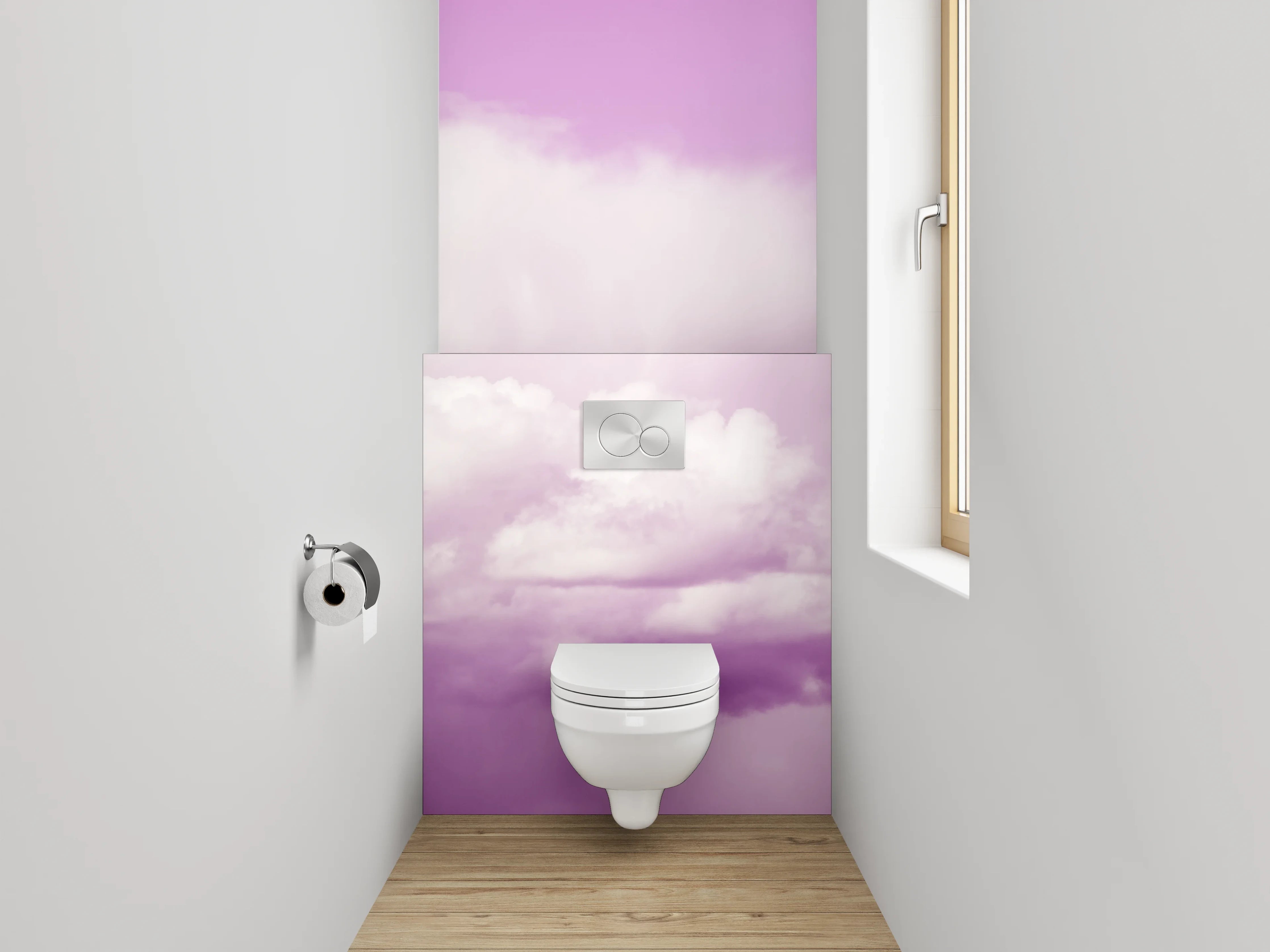 WC-Rückwand - Pastellfarbener Himmel mit Wolken