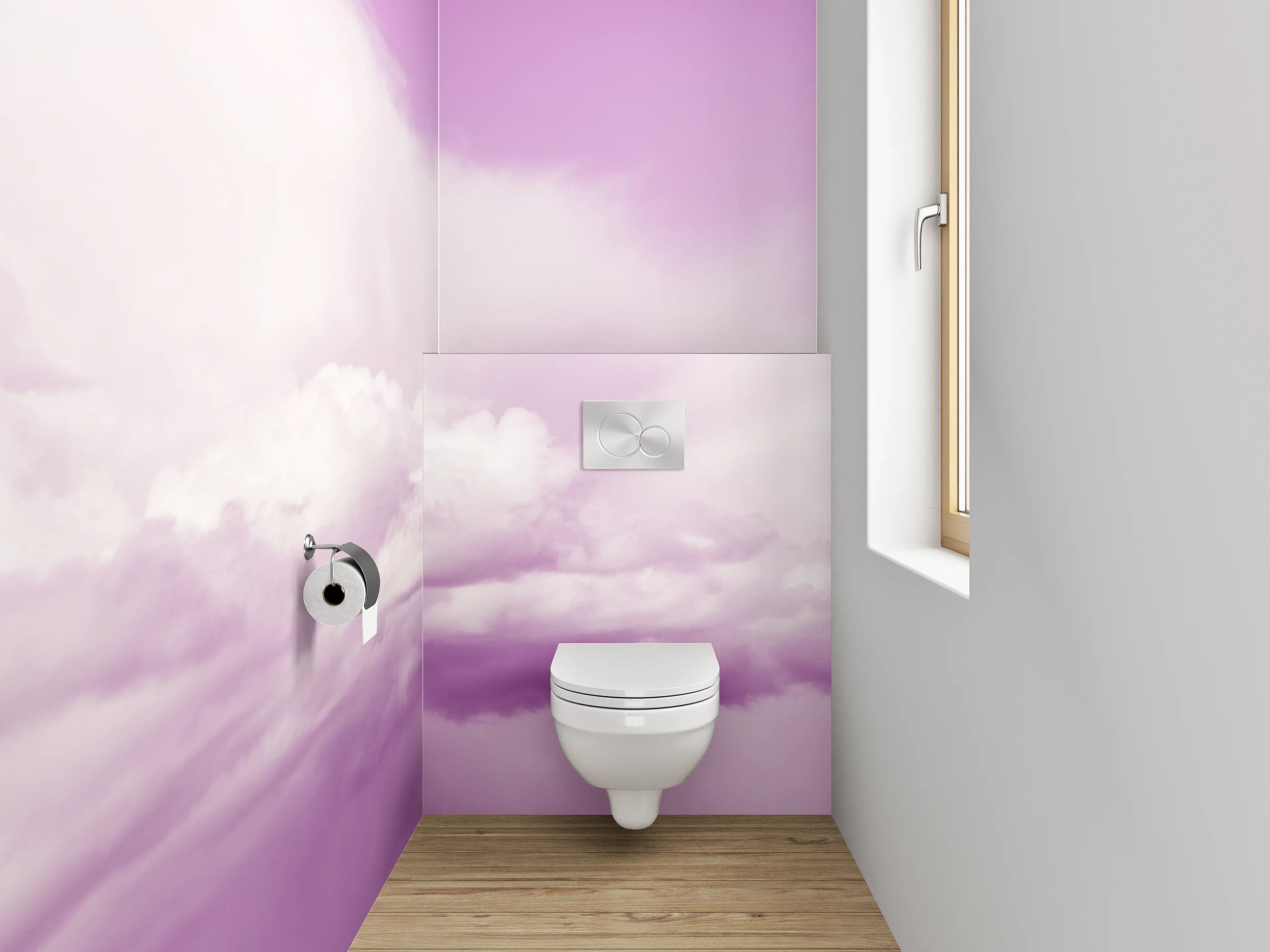 WC-Rückwand - Pastellfarbener Himmel mit Wolken