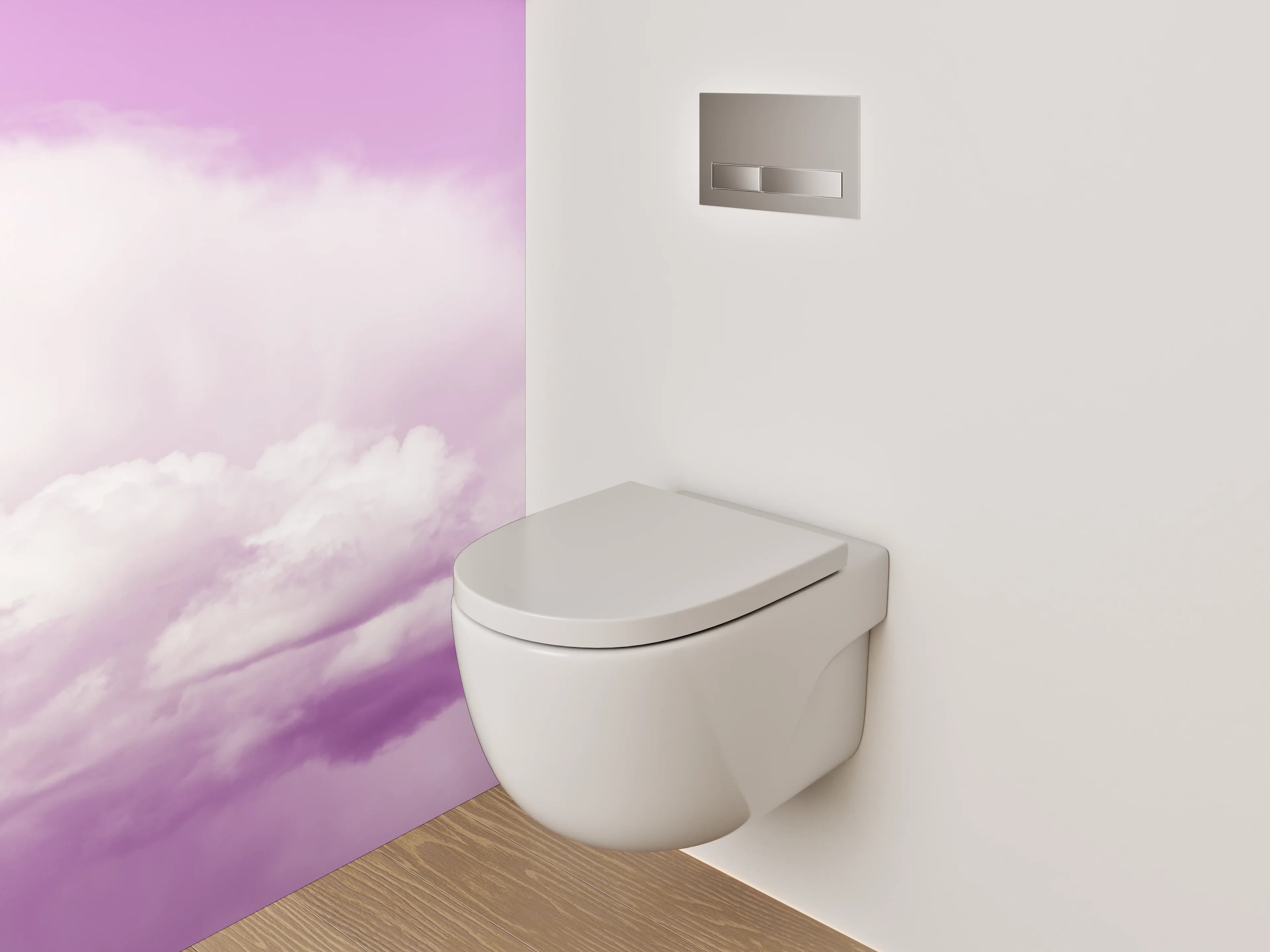 WC-Rückwand - Pastellfarbener Himmel mit Wolken