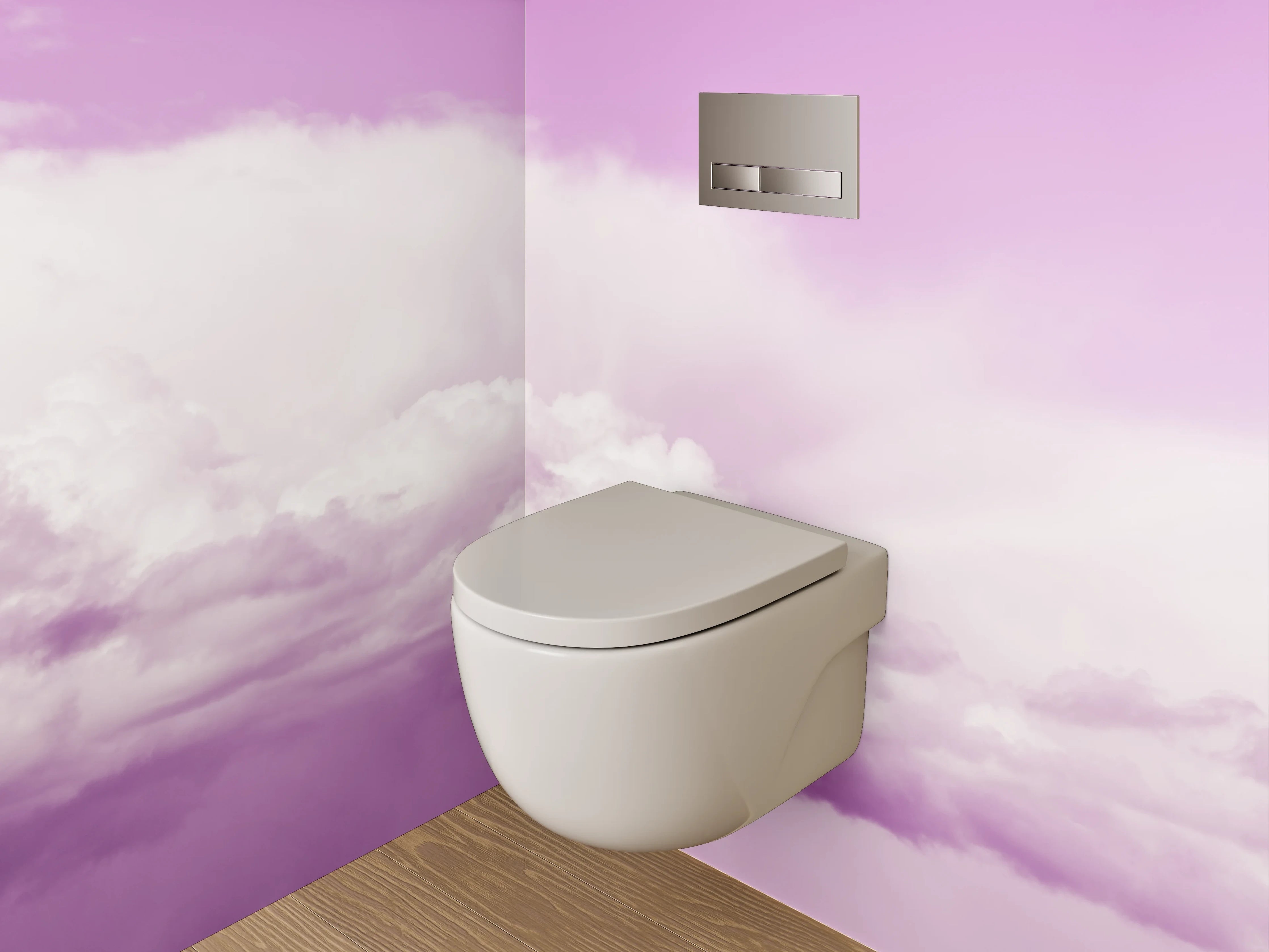 WC-Rückwand - Pastellfarbener Himmel mit Wolken