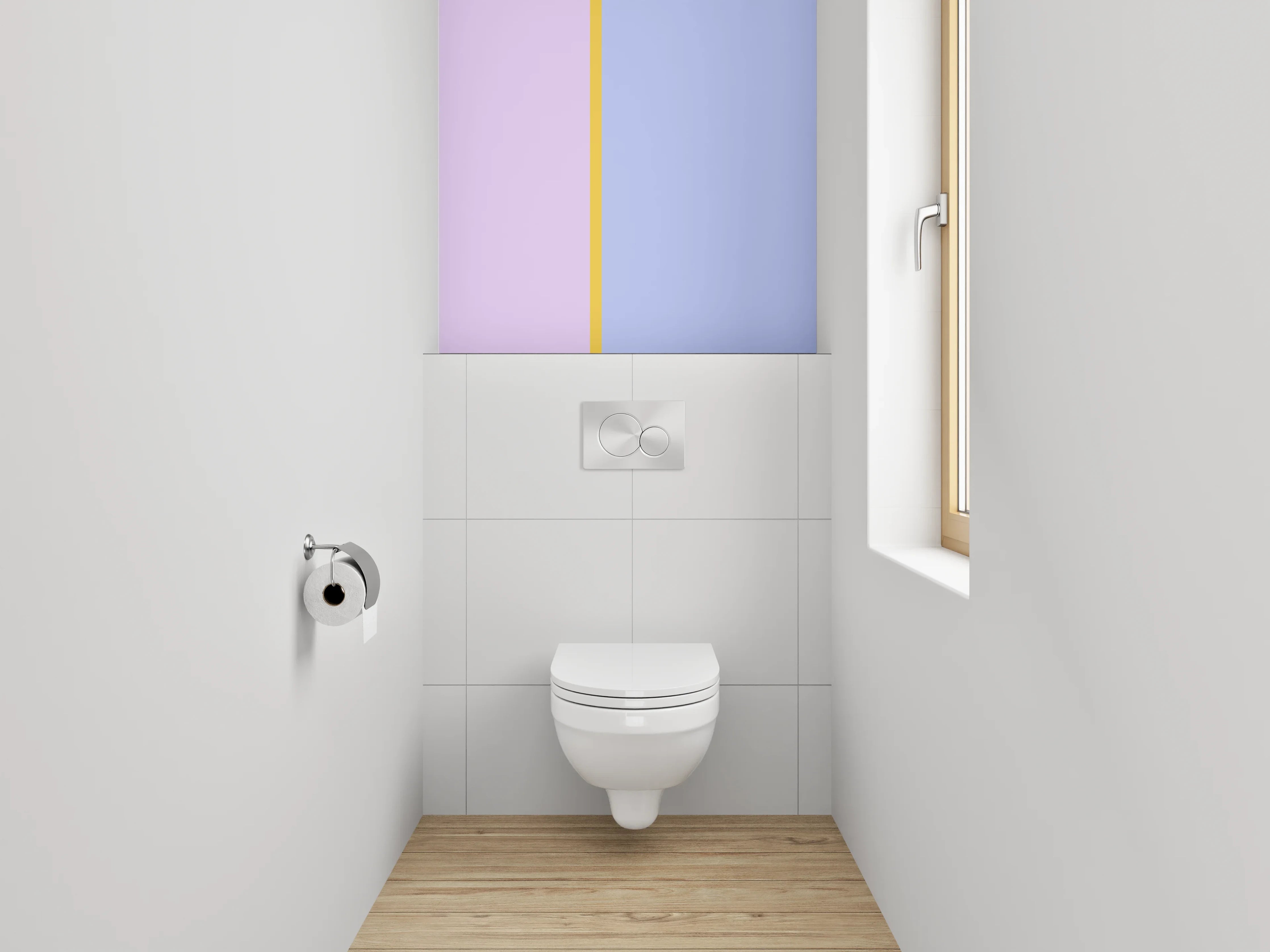 WC-Rückwand - Pastellfarbenes Zweifarb-Design Blau Lila