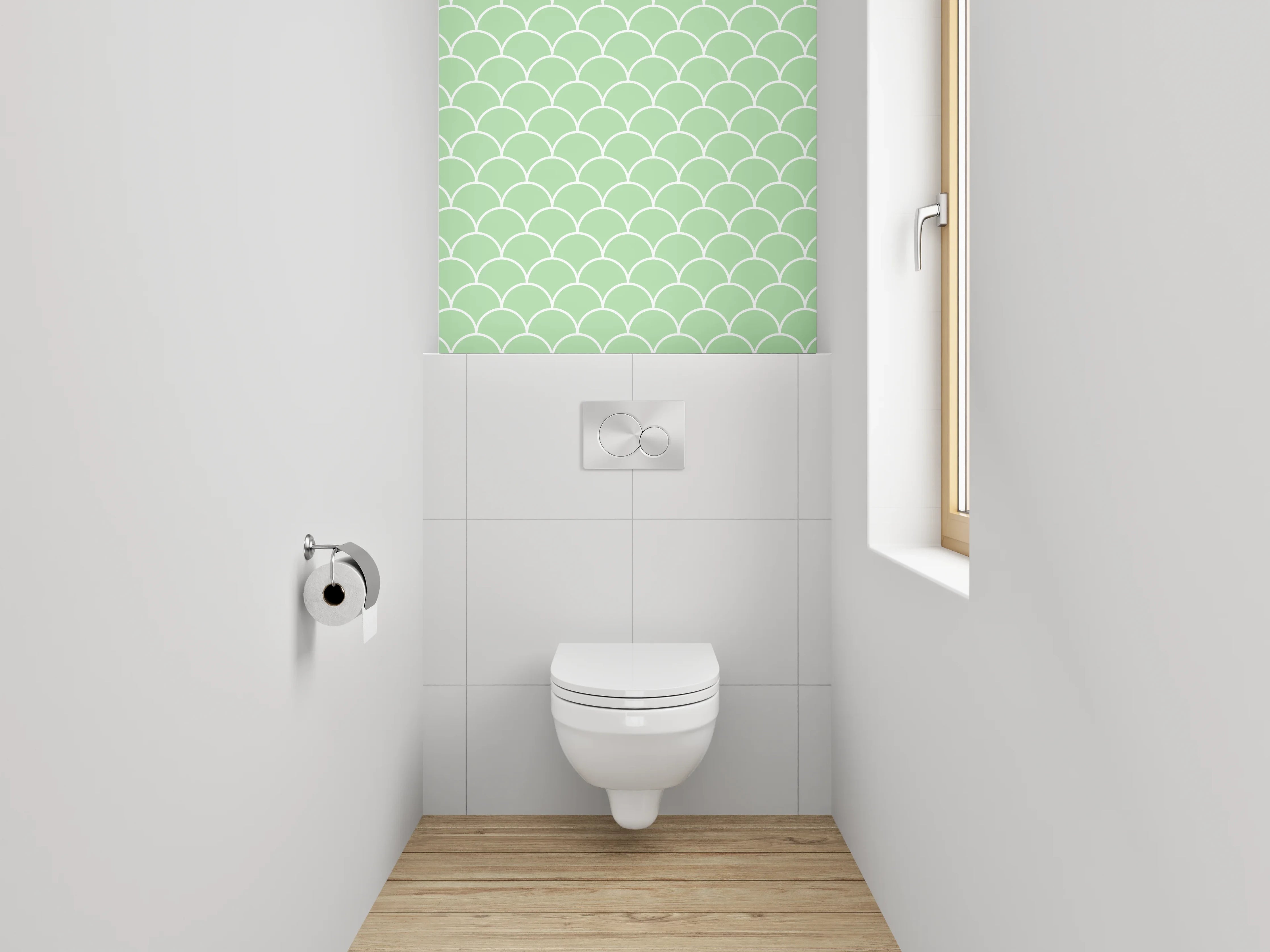 WC-Rückwand - Pastellgrünes Muschel-Muster Wanddekor