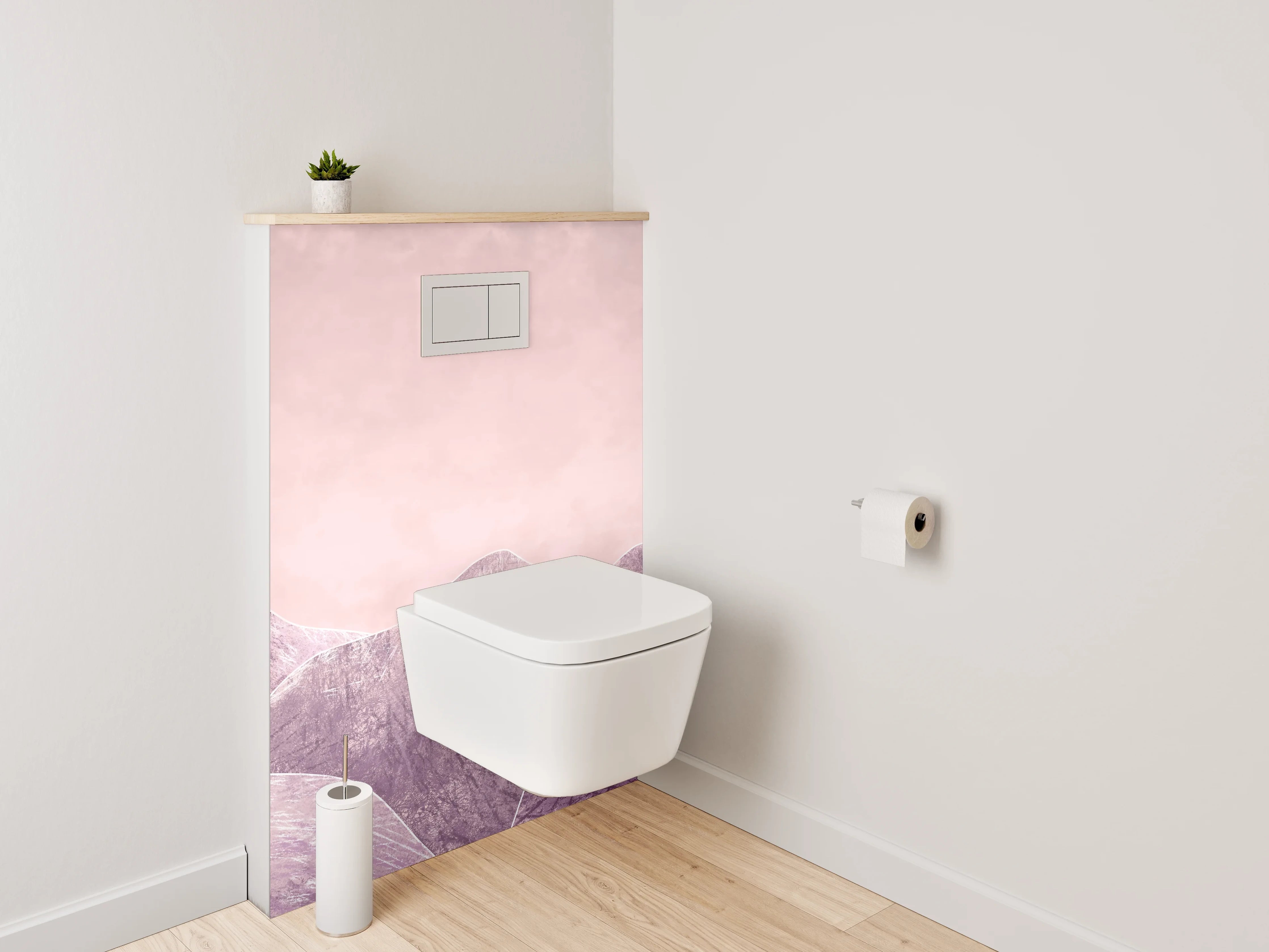 WC-Rückwand - Pastellrosa Berge Aquarell Landschaft