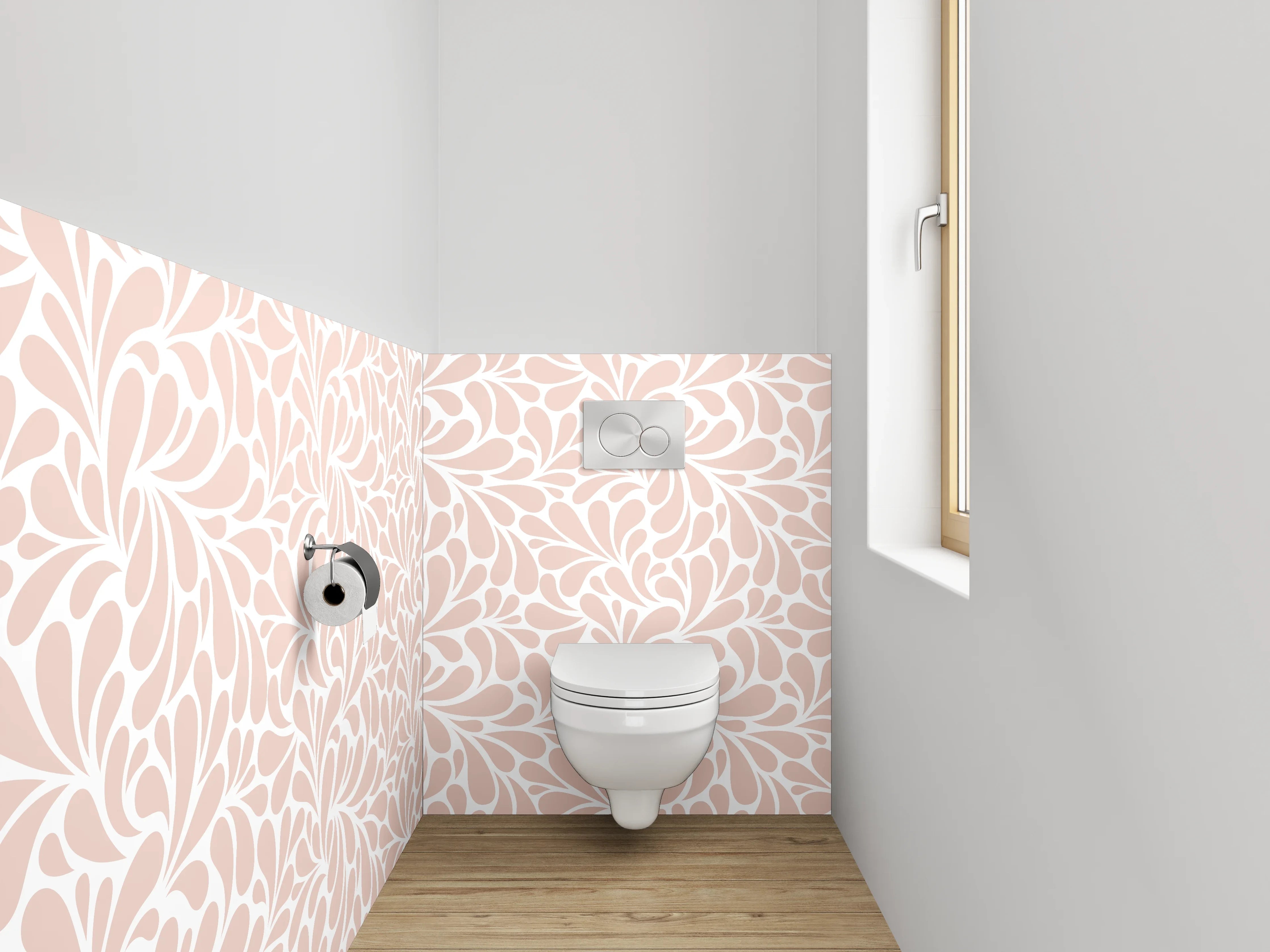 WC-Rückwand - Pastellrosa Ornament-Muster Tapete