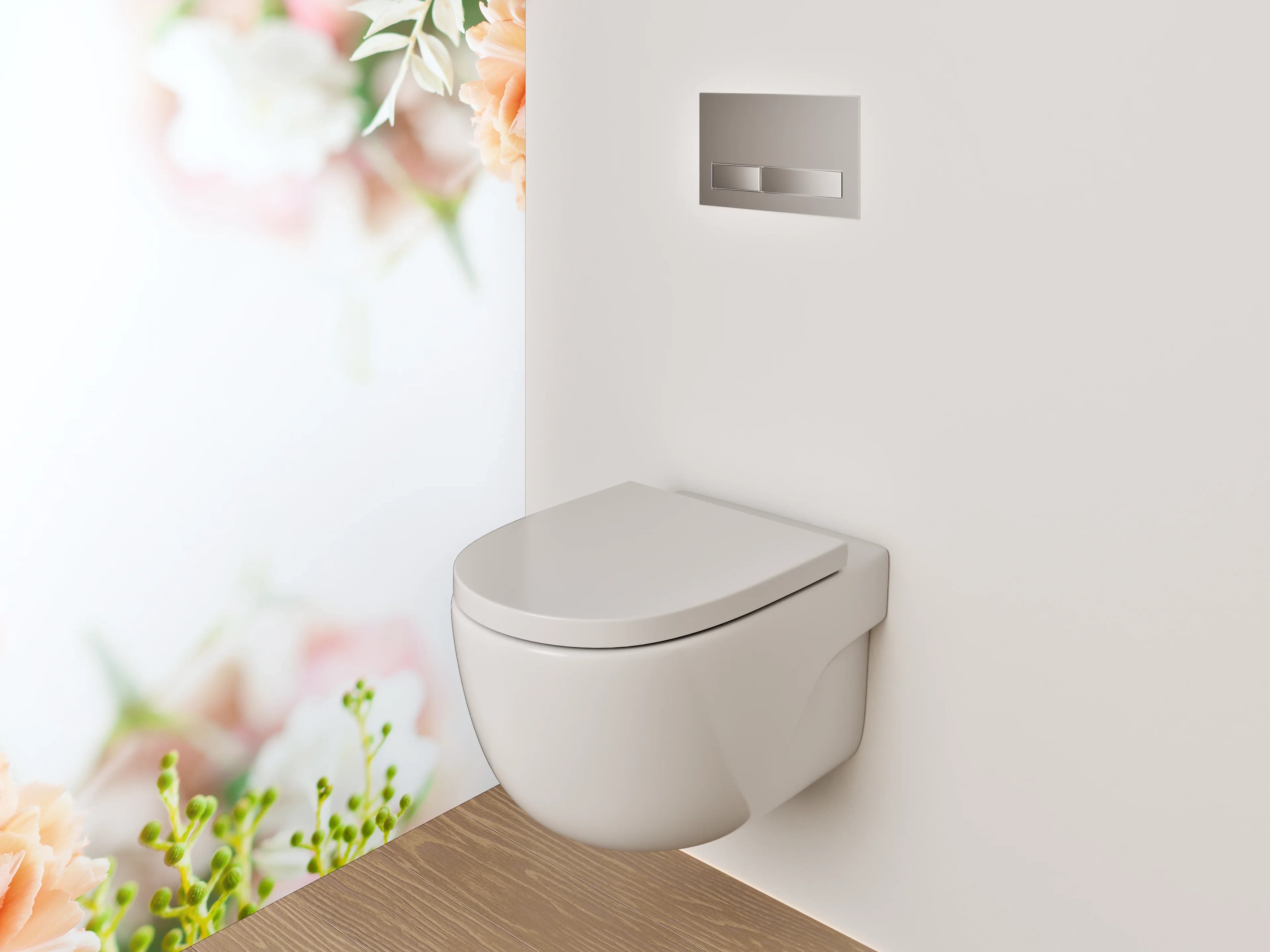 WC-Rückwand - Pastellrosafarbene Blumenpracht