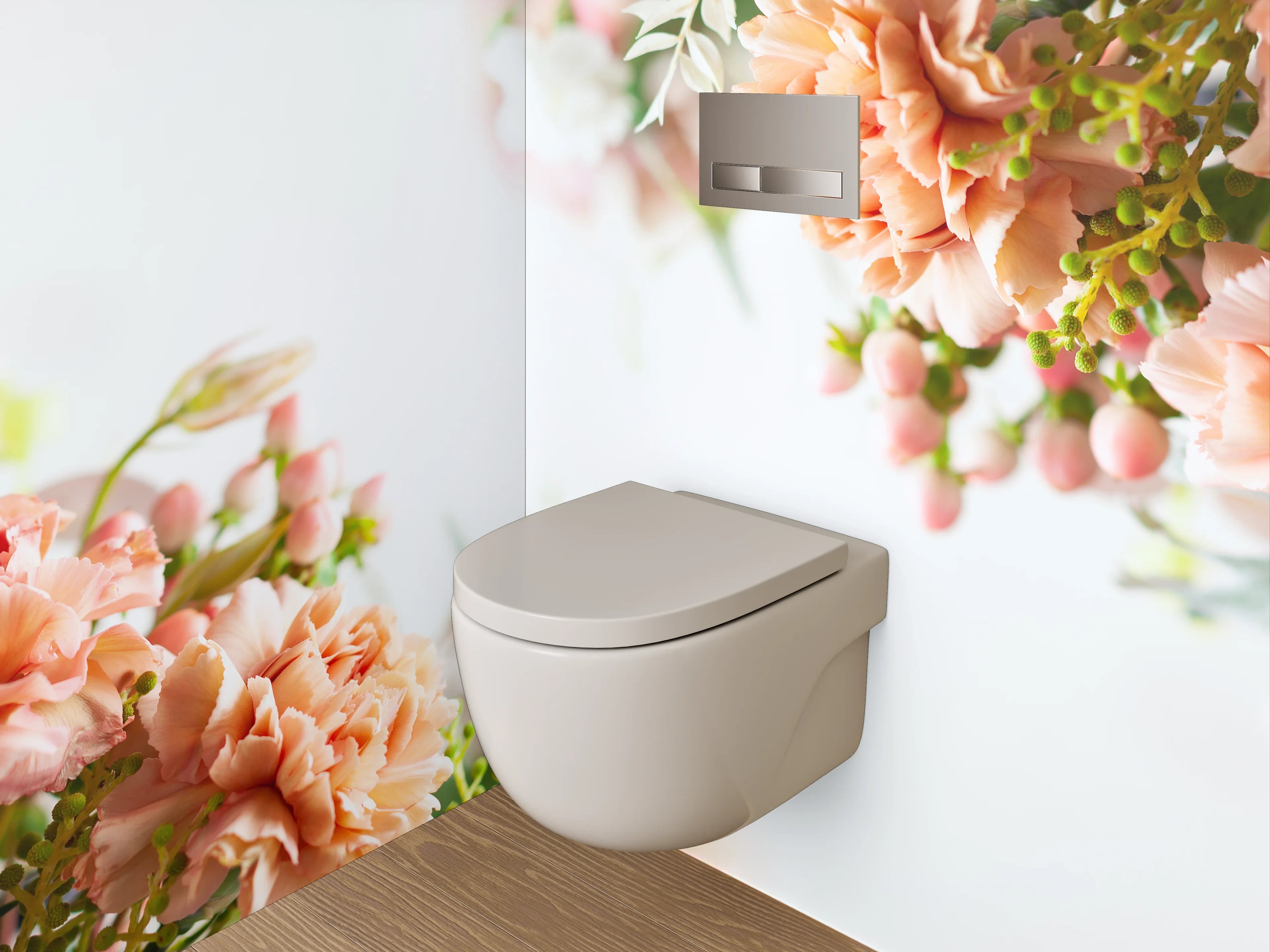 WC-Rückwand - Pastellrosafarbene Blumenpracht