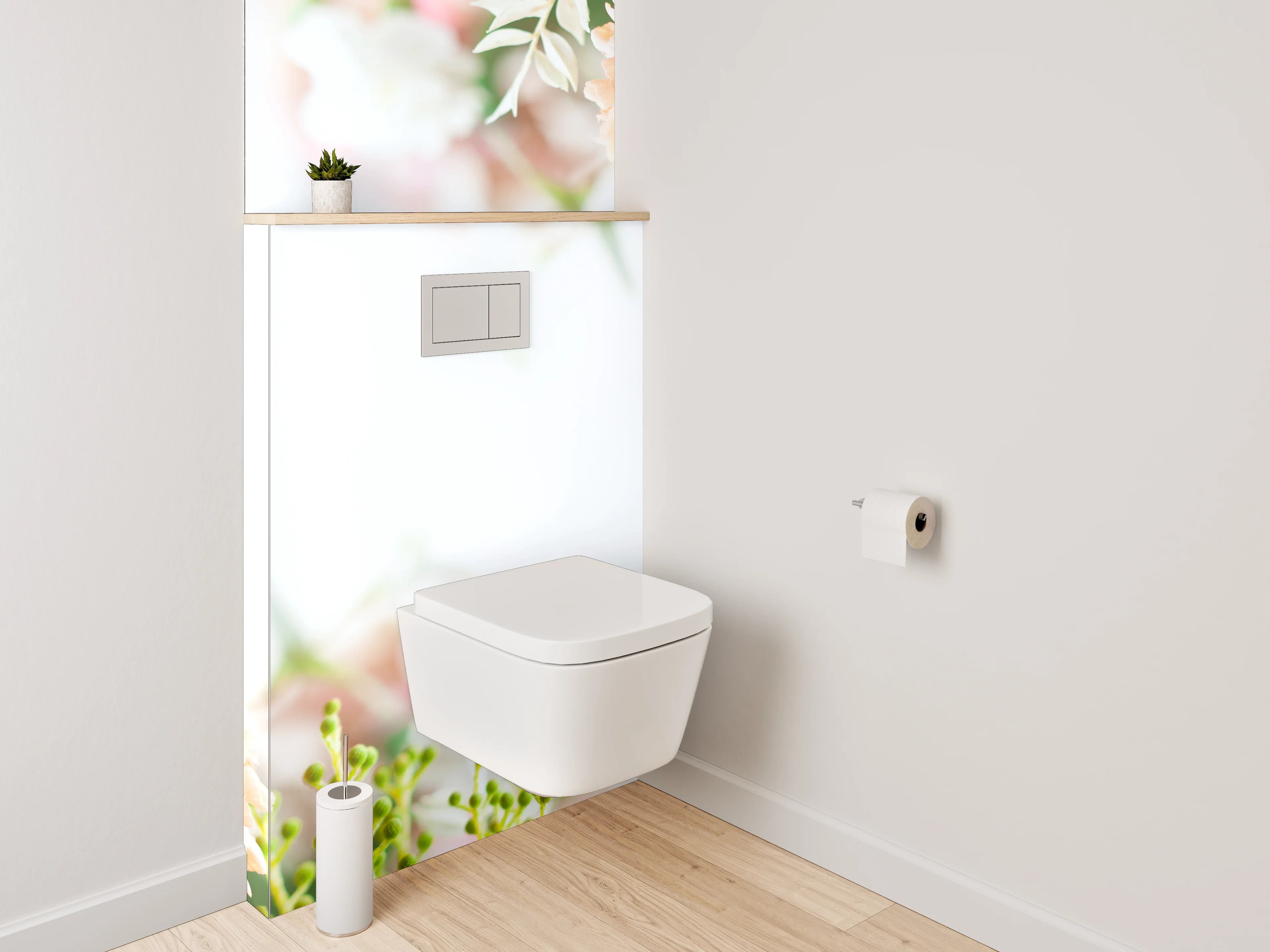 WC-Rückwand - Pastellrosafarbene Blumenpracht