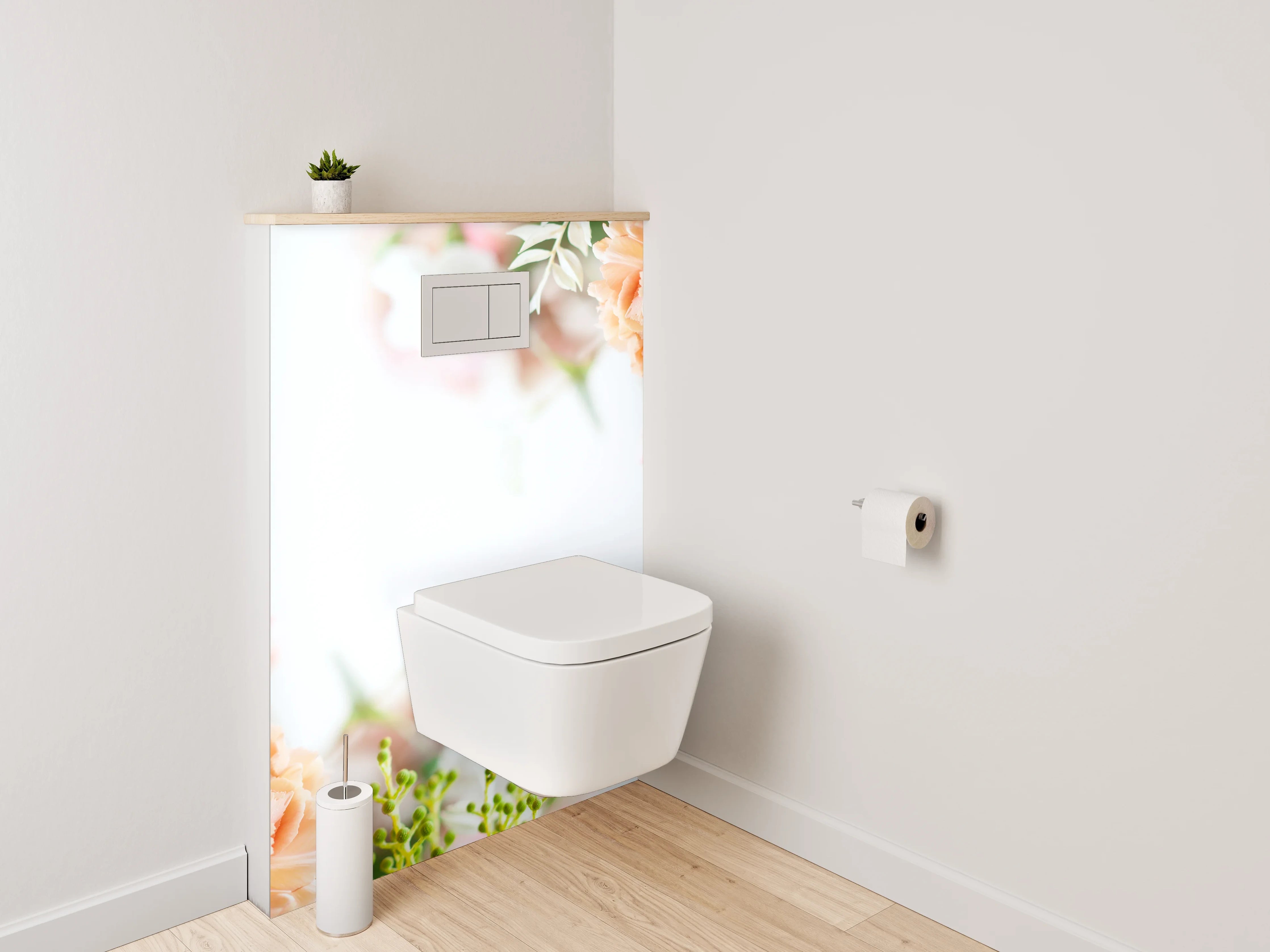 WC-Rückwand - Pastellrosafarbene Blumenpracht