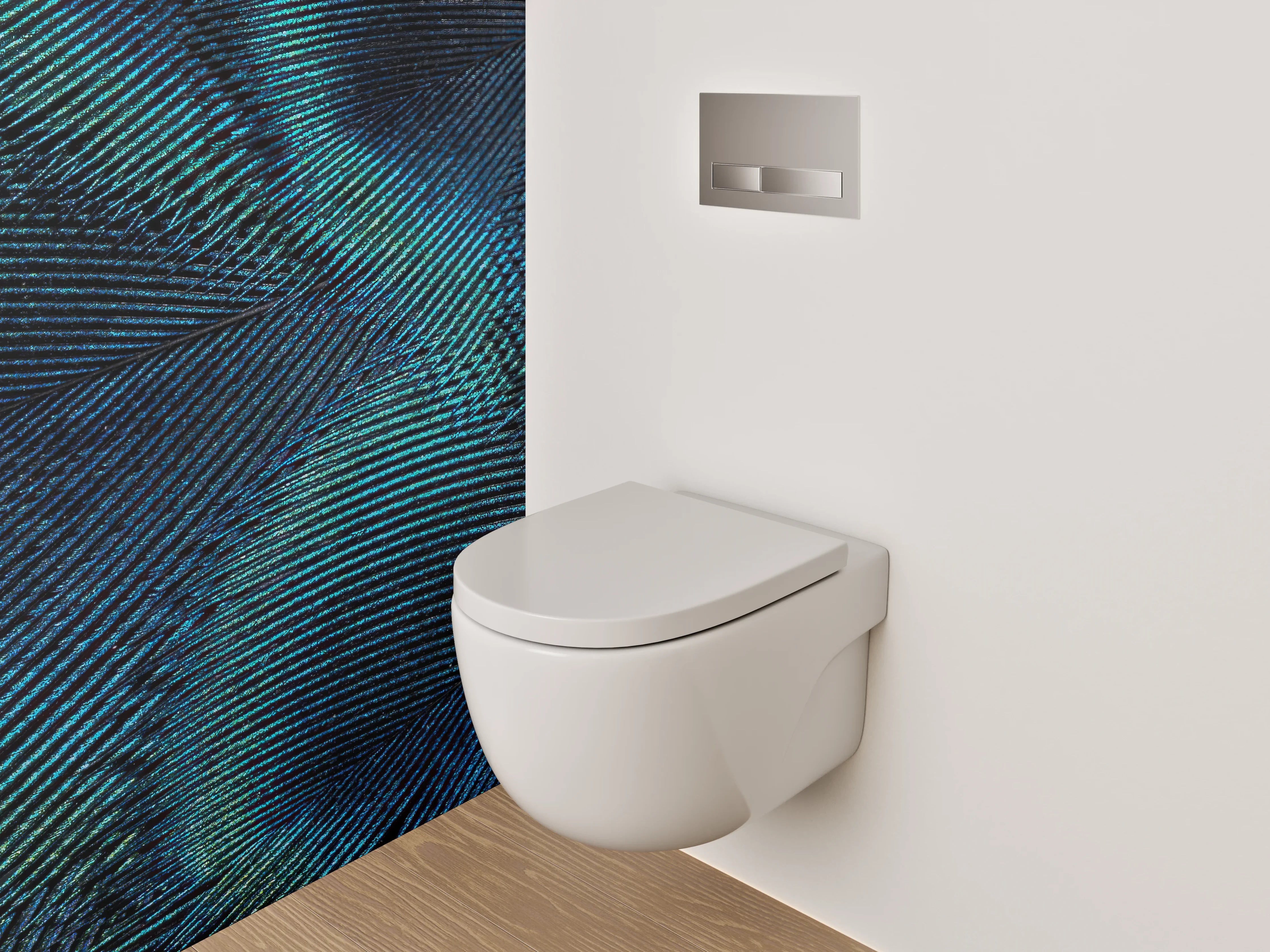 WC-Rückwand - Pfauenfeder Abstrakt Türkis Blau