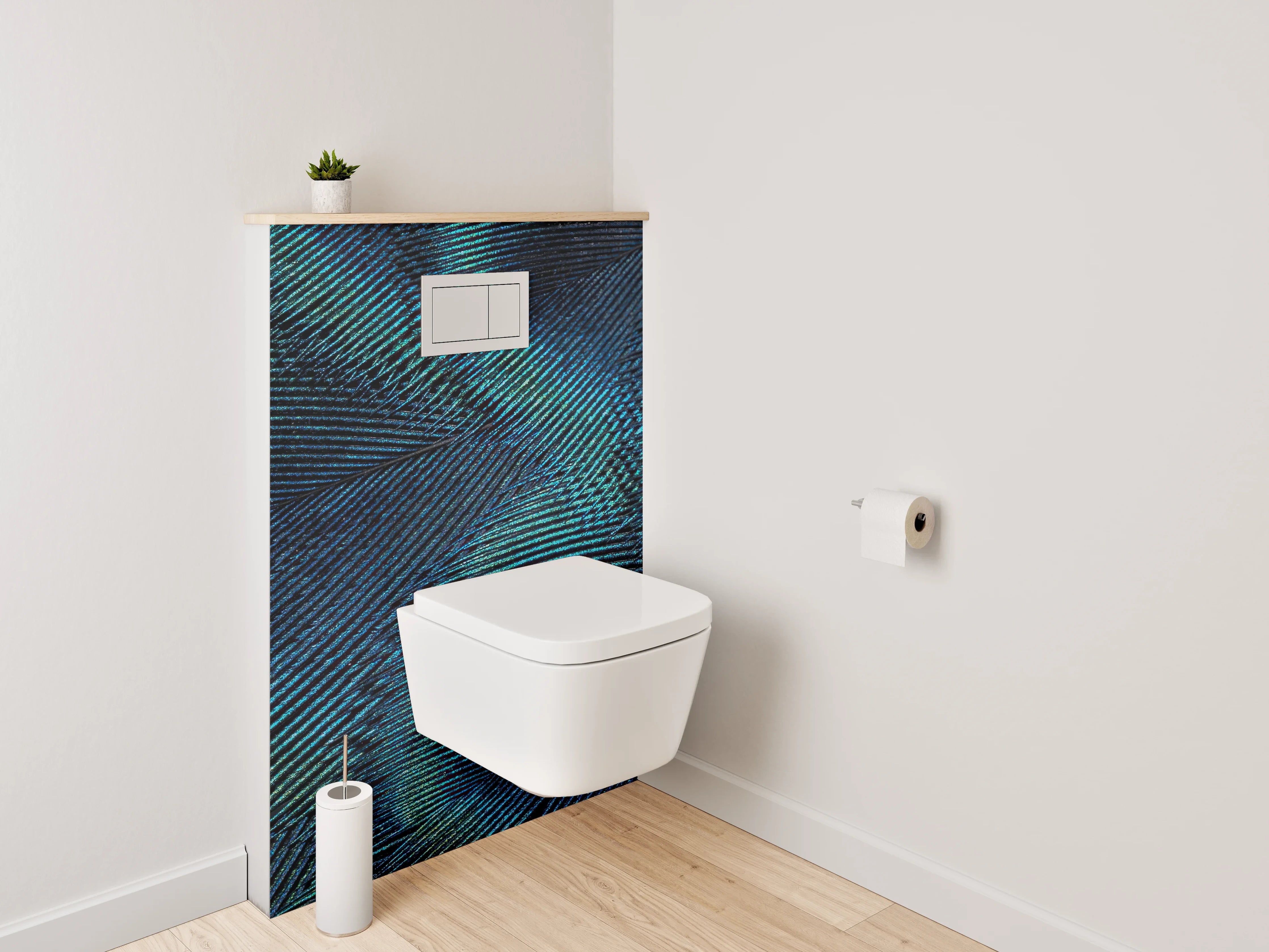 WC-Rückwand - Pfauenfeder Abstrakt Türkis Blau