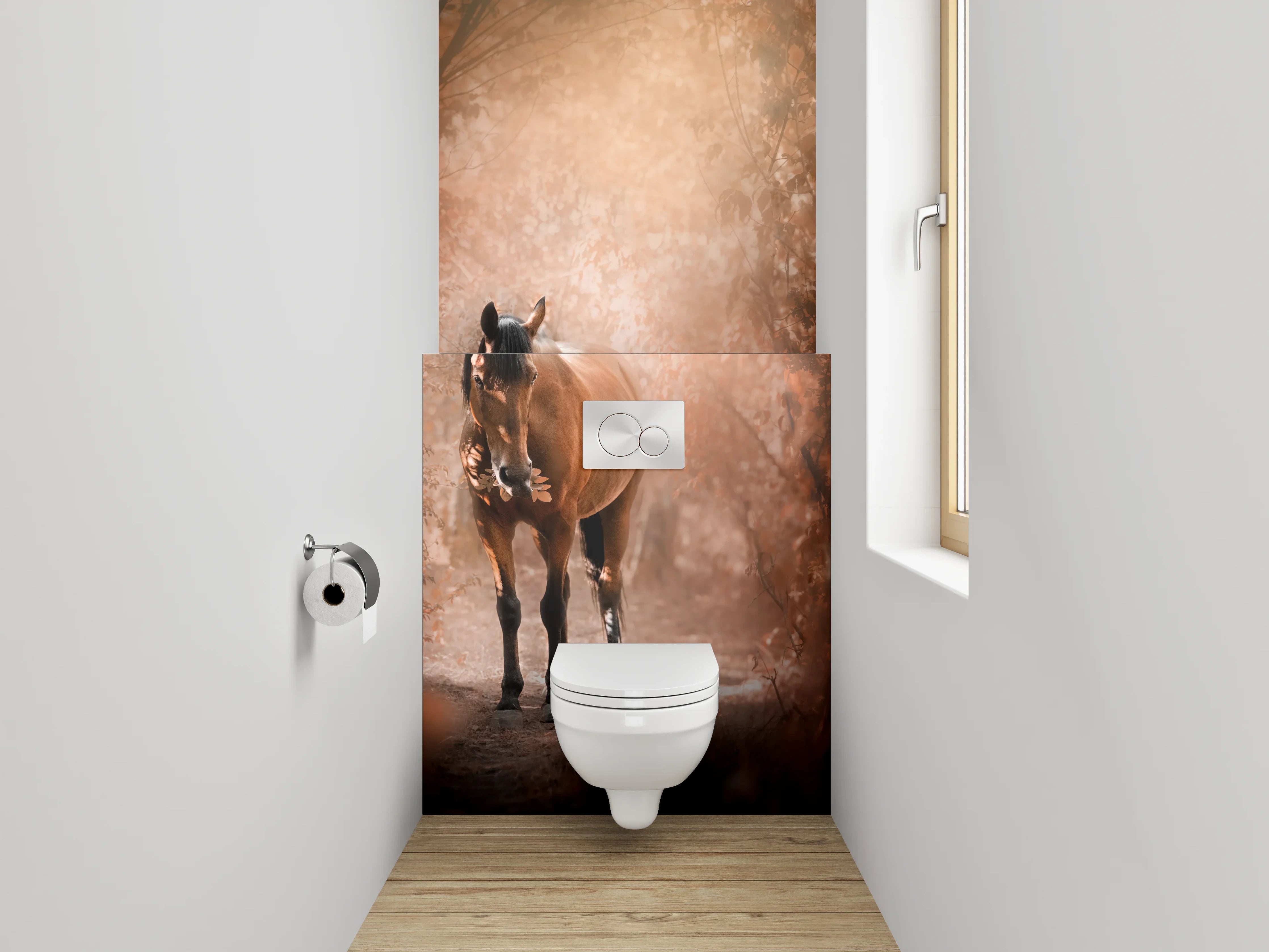 WC-Rückwand - Pferd im herbstlichen Zauberwald