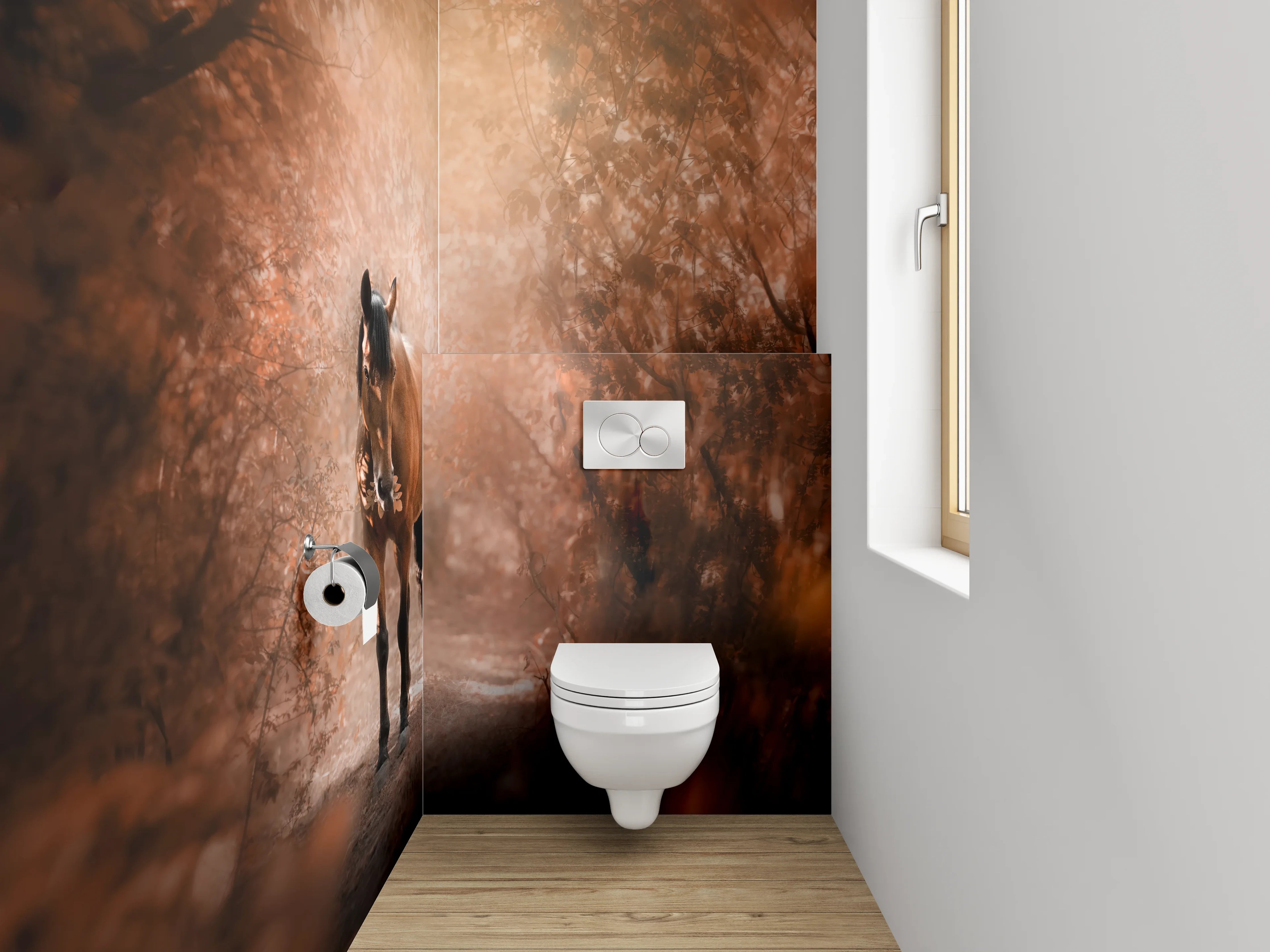 WC-Rückwand - Pferd im herbstlichen Zauberwald