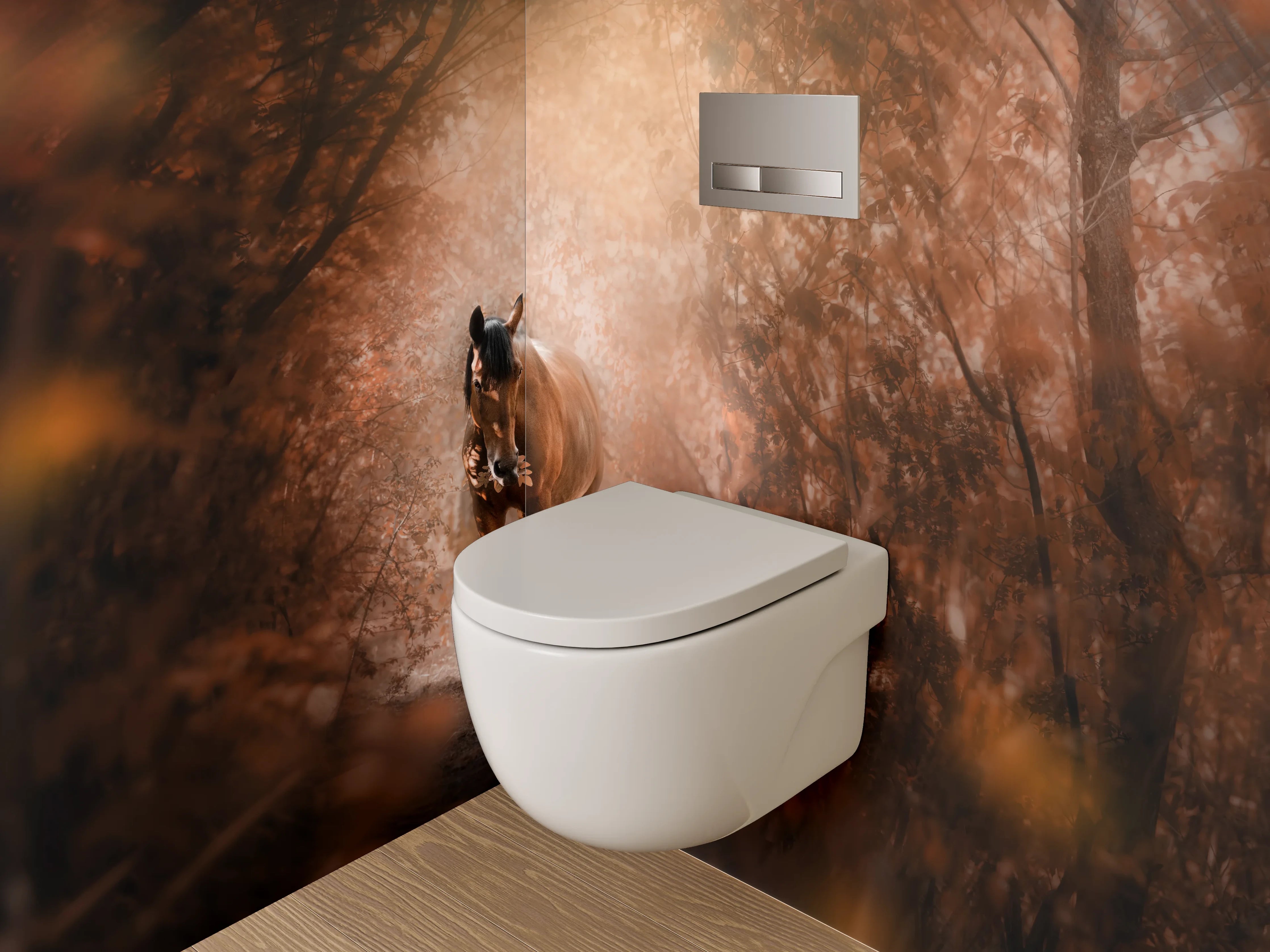 WC-Rückwand - Pferd im herbstlichen Zauberwald