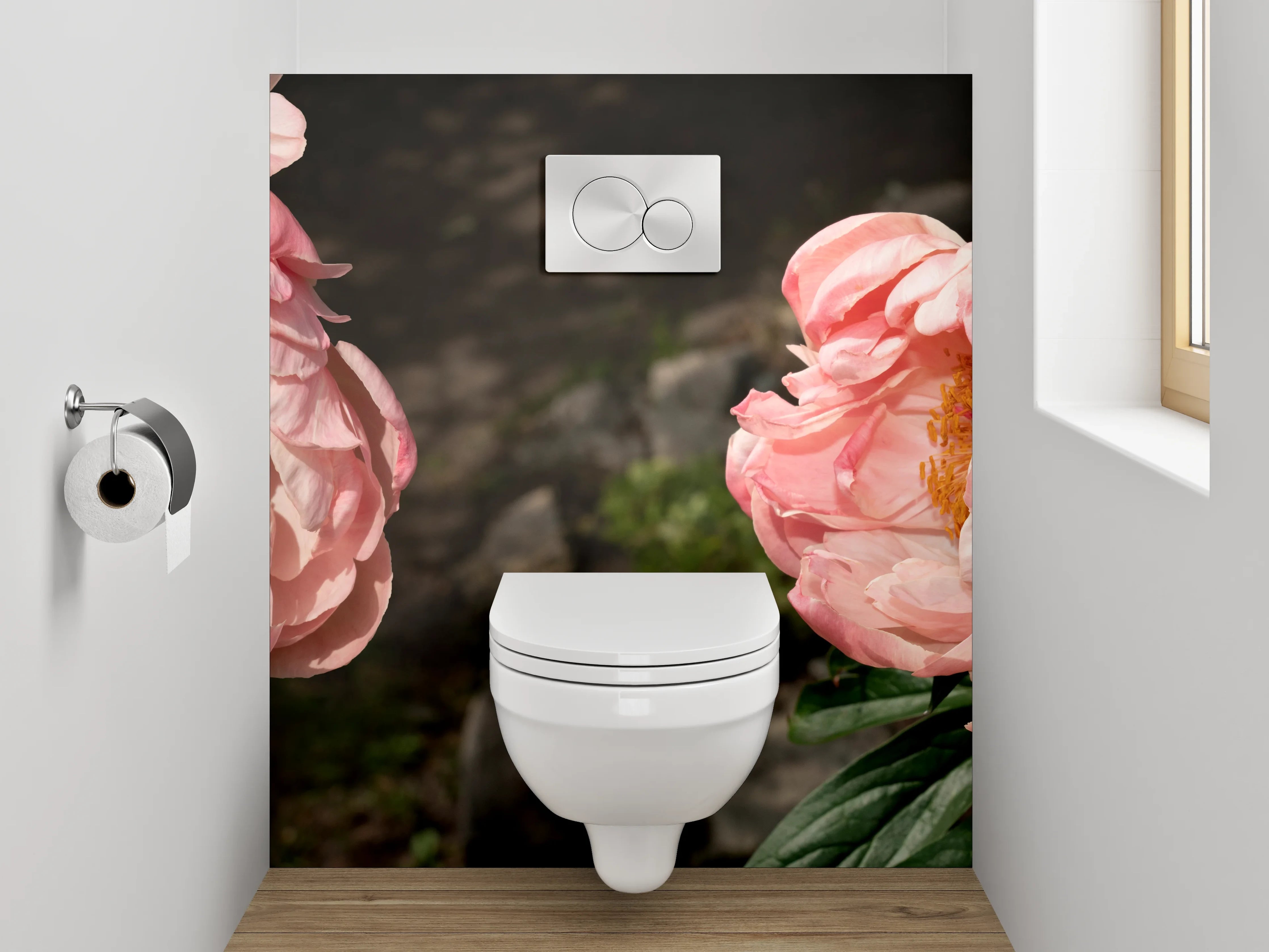 WC-Rückwand - Pfingstrosen Blüten rosa Garten