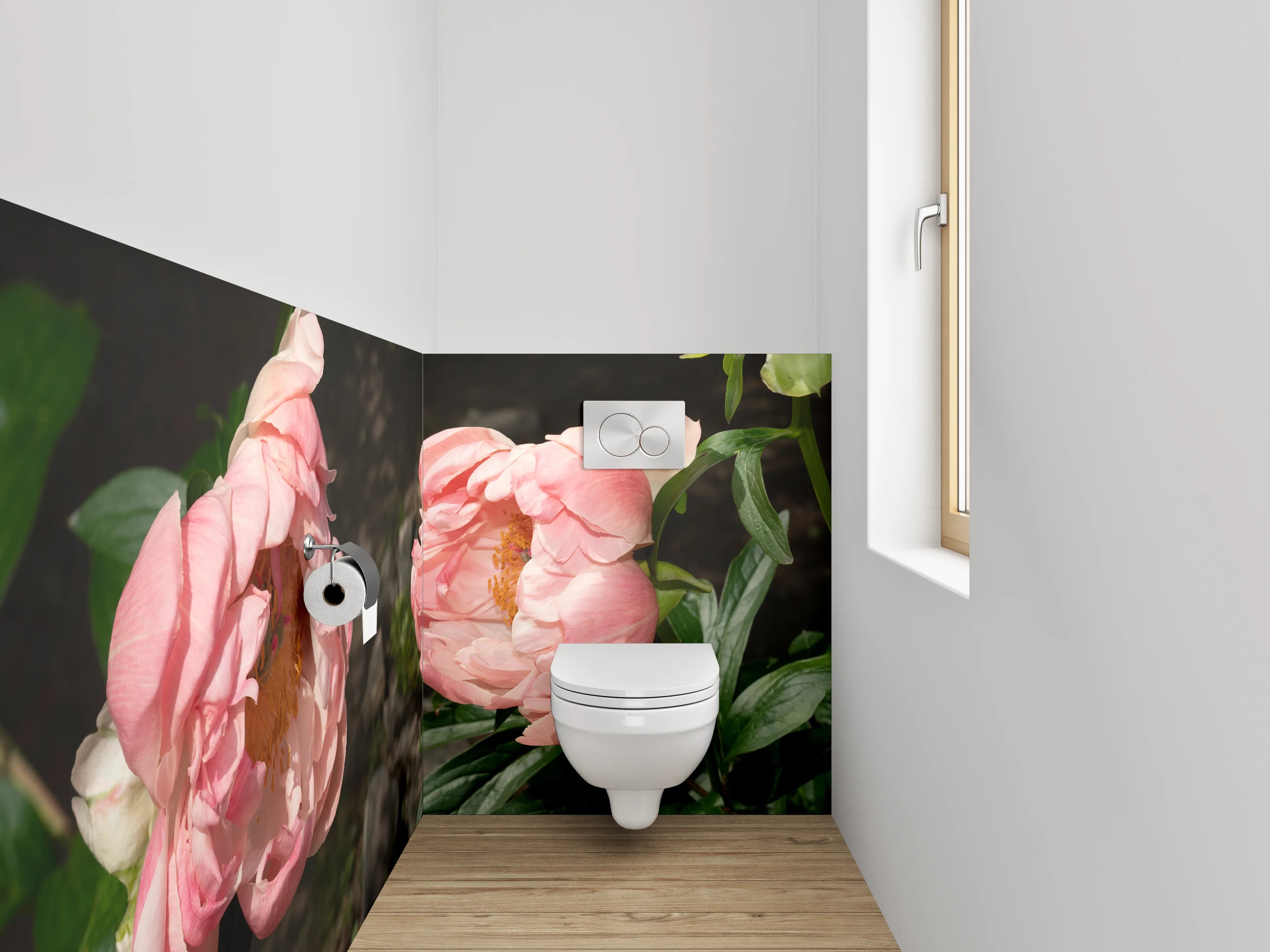 WC-Rückwand - Pfingstrosen Blüten rosa Garten
