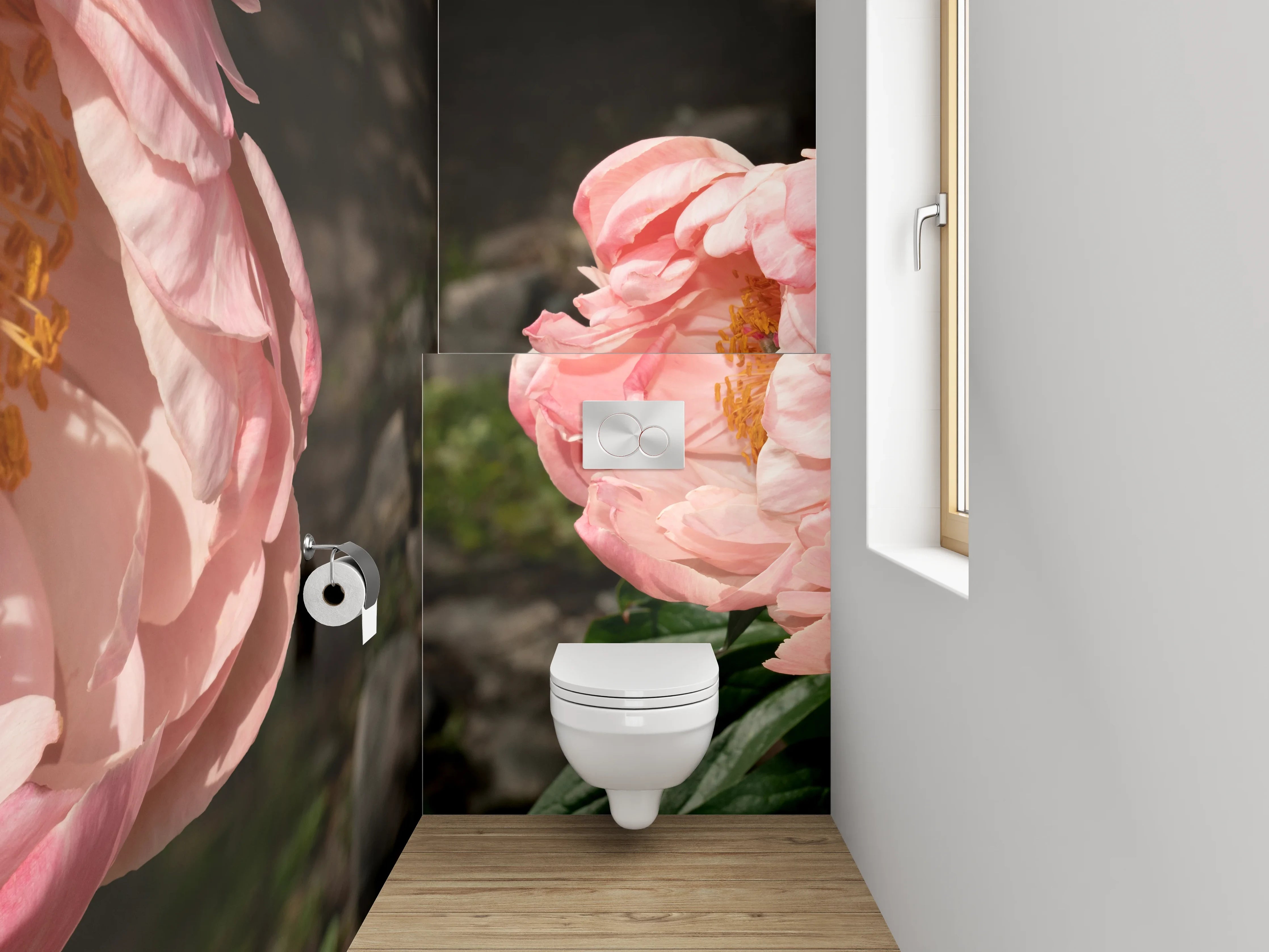 WC-Rückwand - Pfingstrosen Blüten rosa Garten