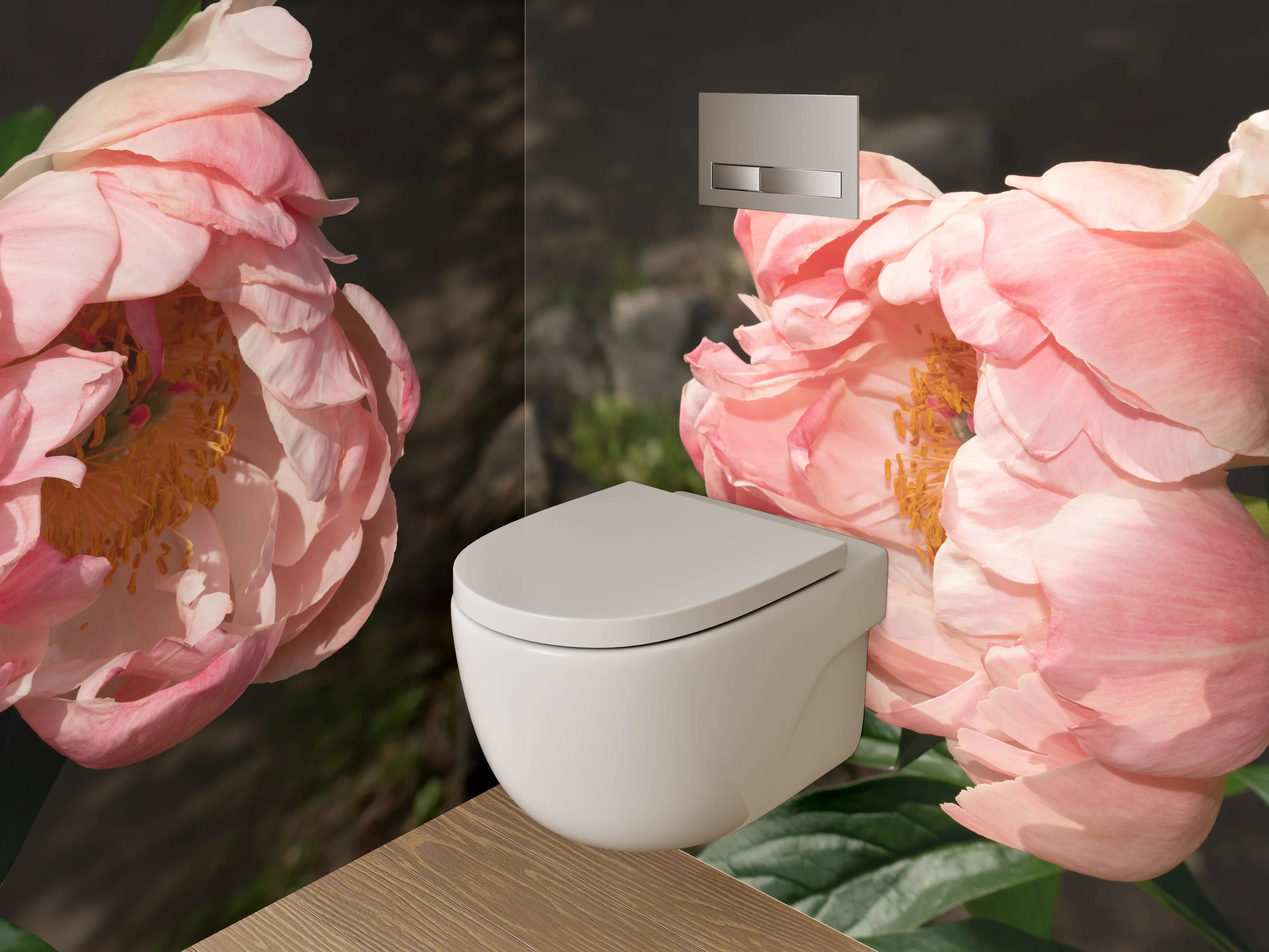 WC-Rückwand - Pfingstrosen Blüten rosa Garten