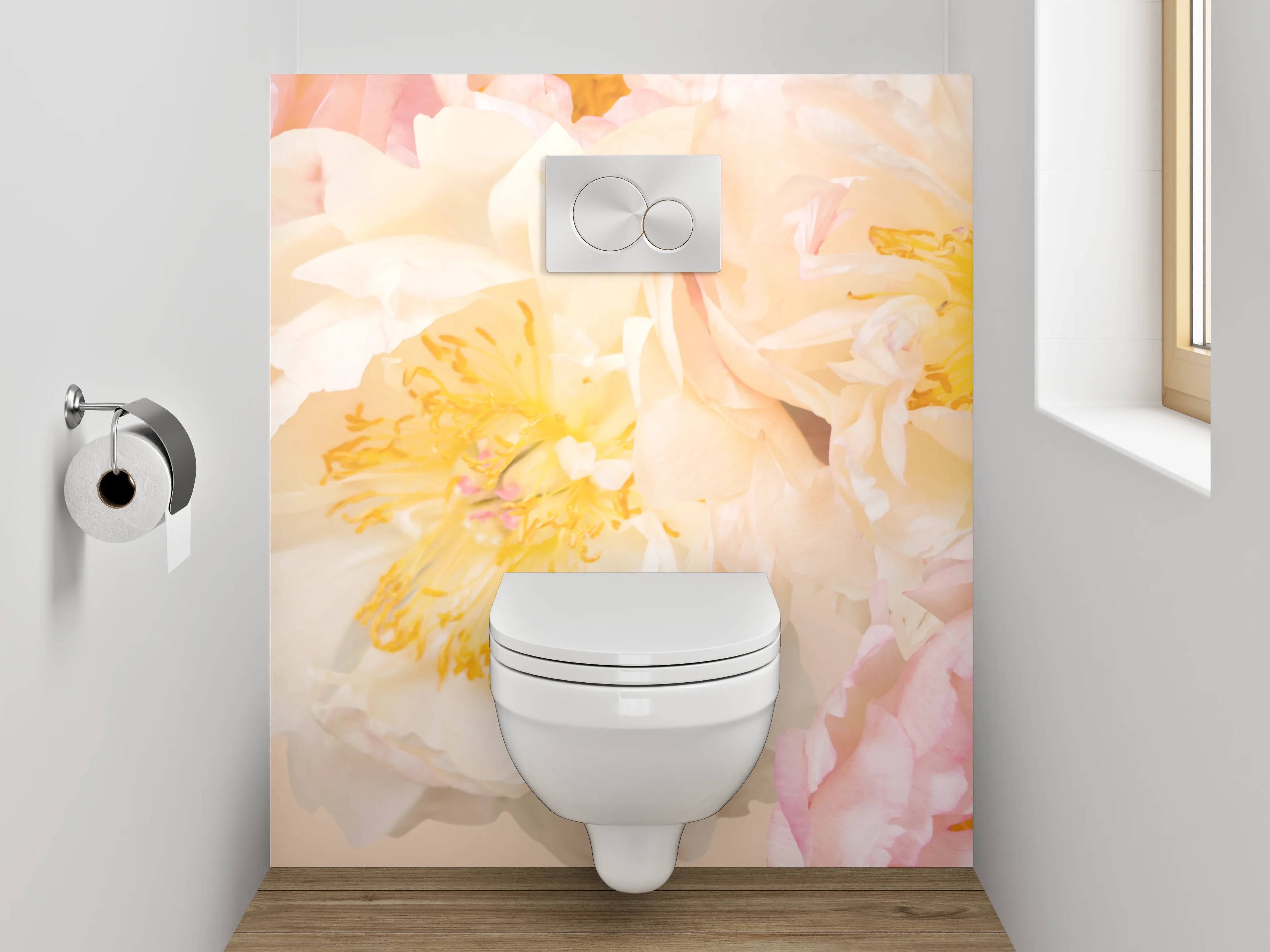 WC-Rückwand - Pfingstrosen Pastell Blumenmuster