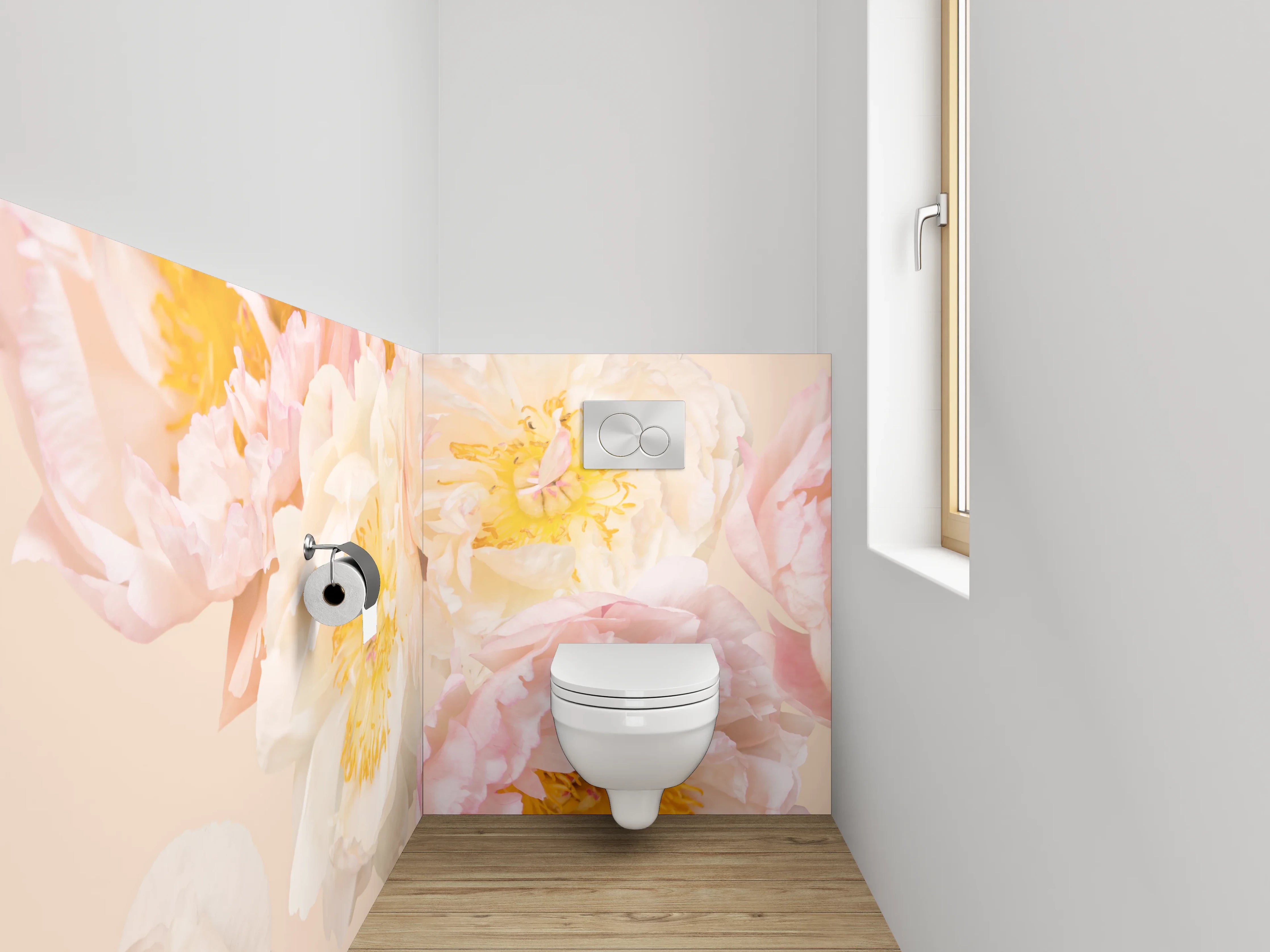 WC-Rückwand - Pfingstrosen Pastell Blumenmuster