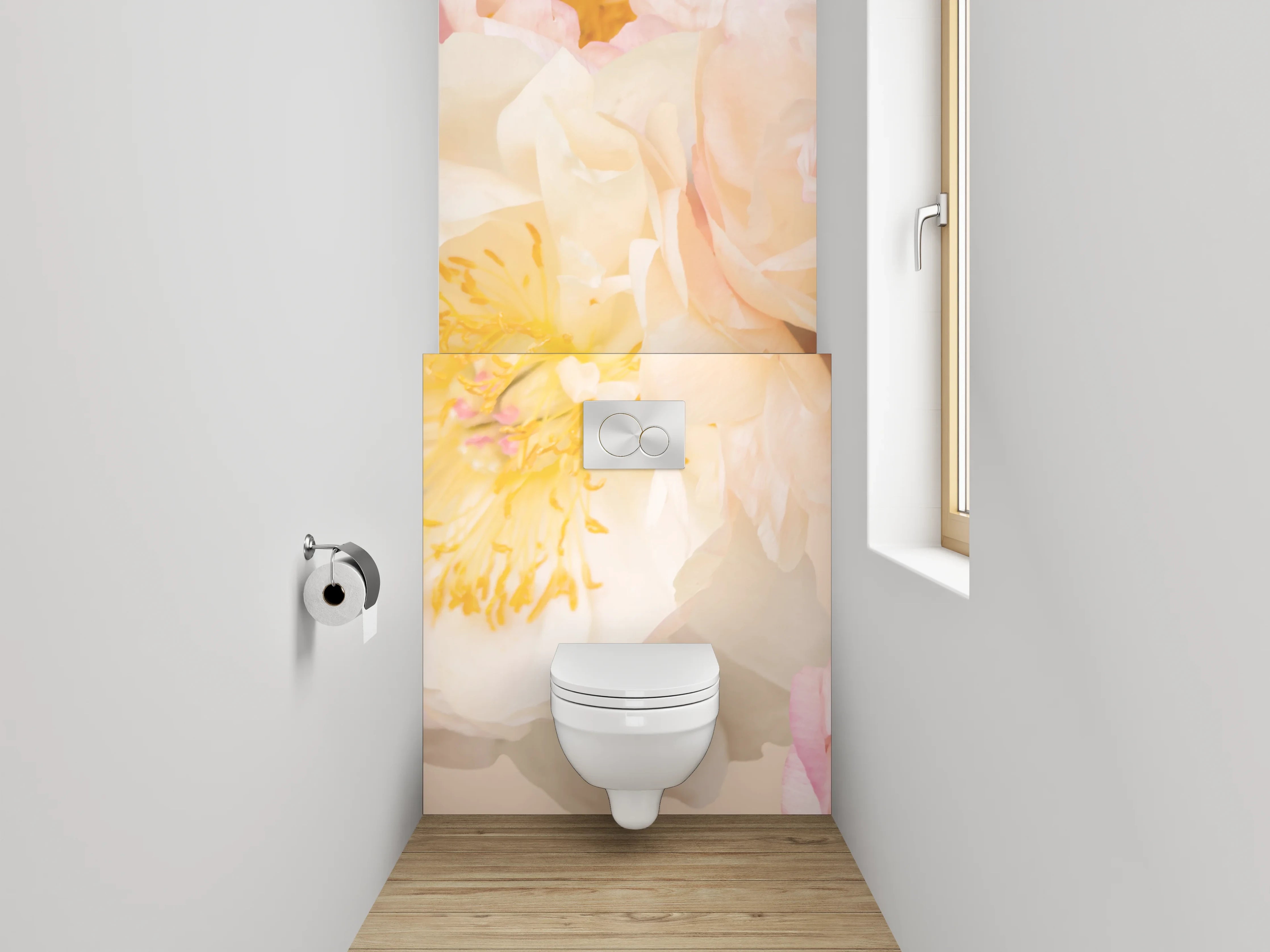WC-Rückwand - Pfingstrosen Pastell Blumenmuster
