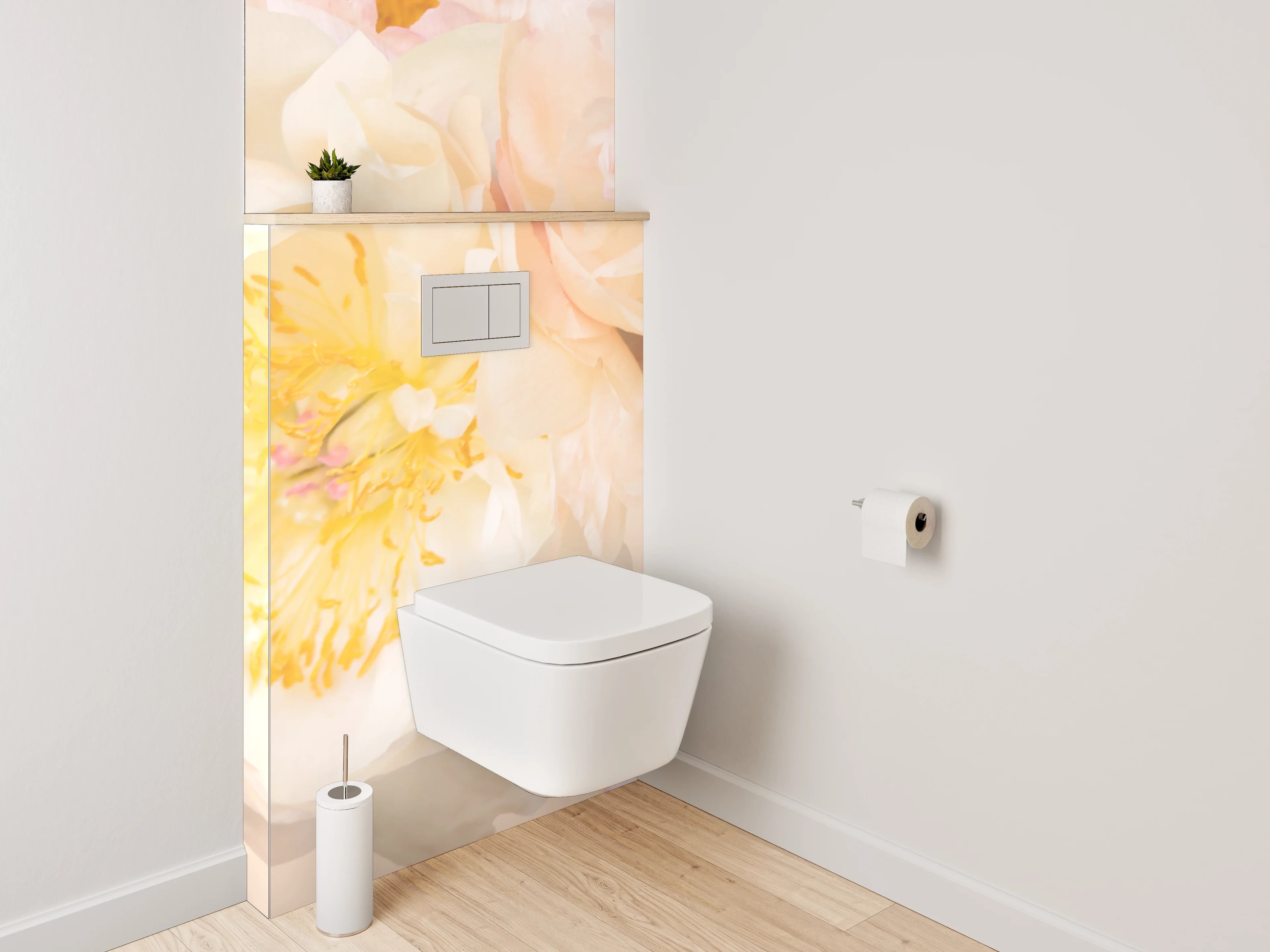 WC-Rückwand - Pfingstrosen Pastell Blumenmuster