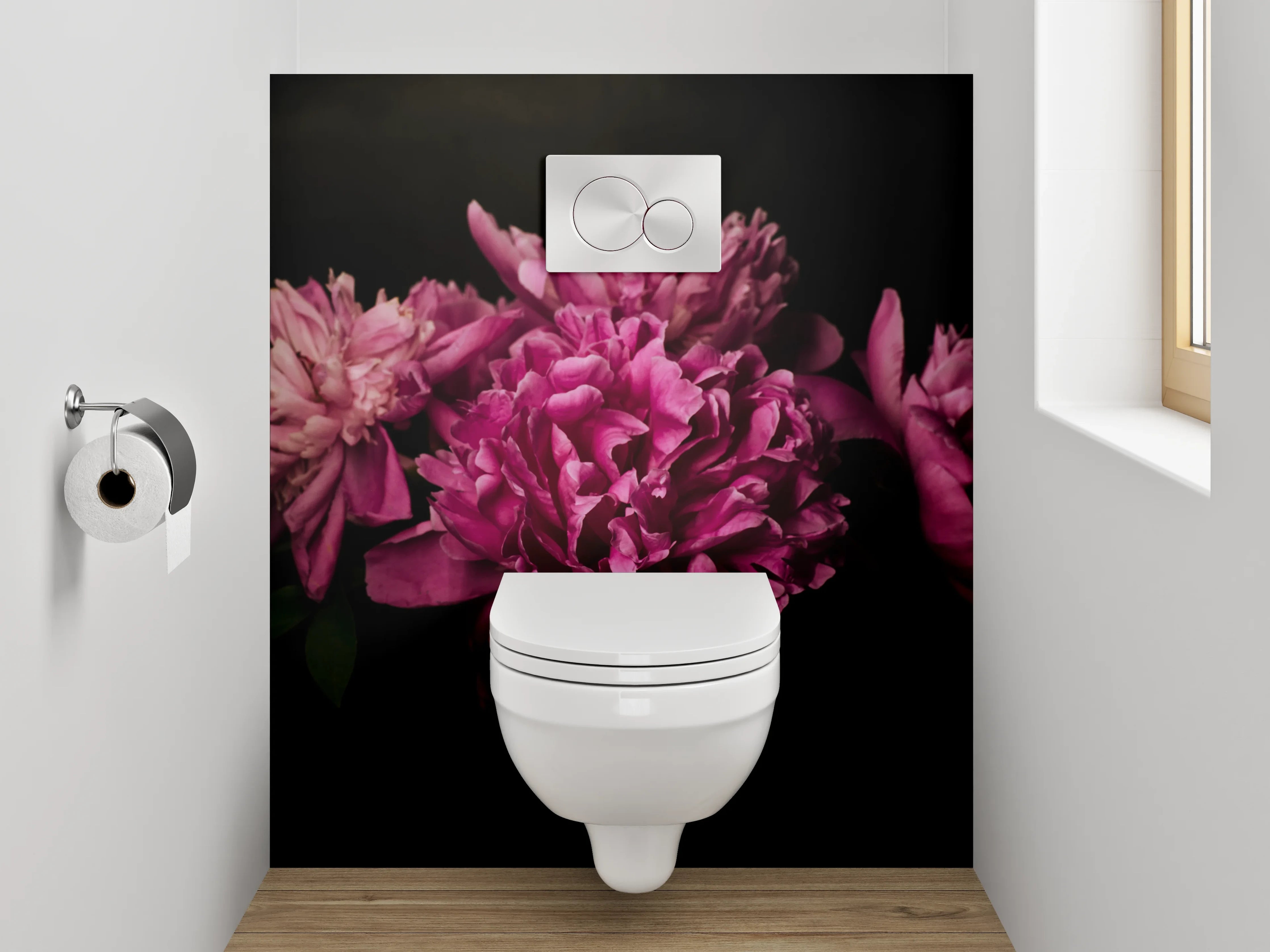 WC-Rückwand - Pfingstrosenblüten in sattem Pink