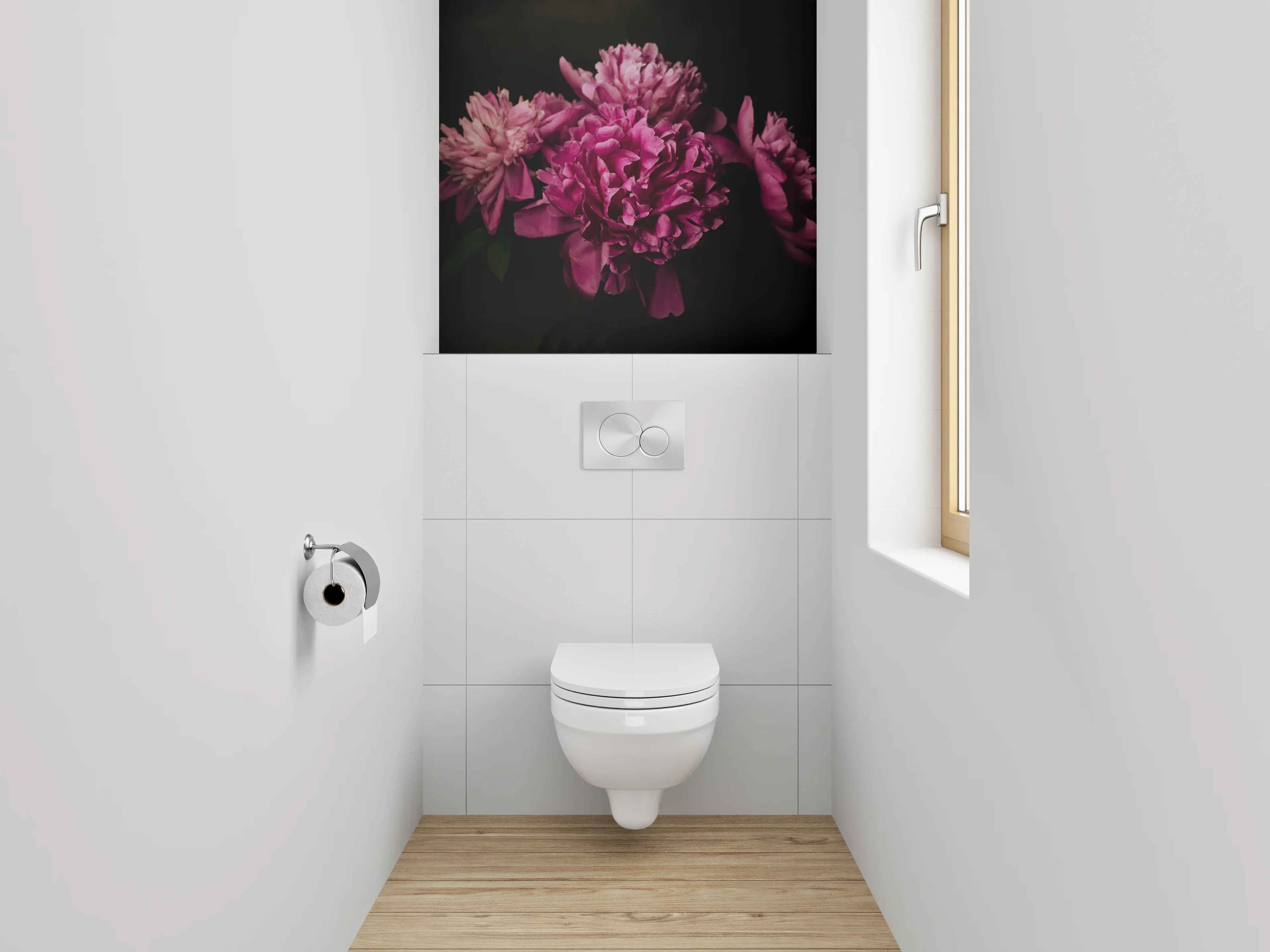 WC-Rückwand - Pfingstrosenblüten in sattem Pink