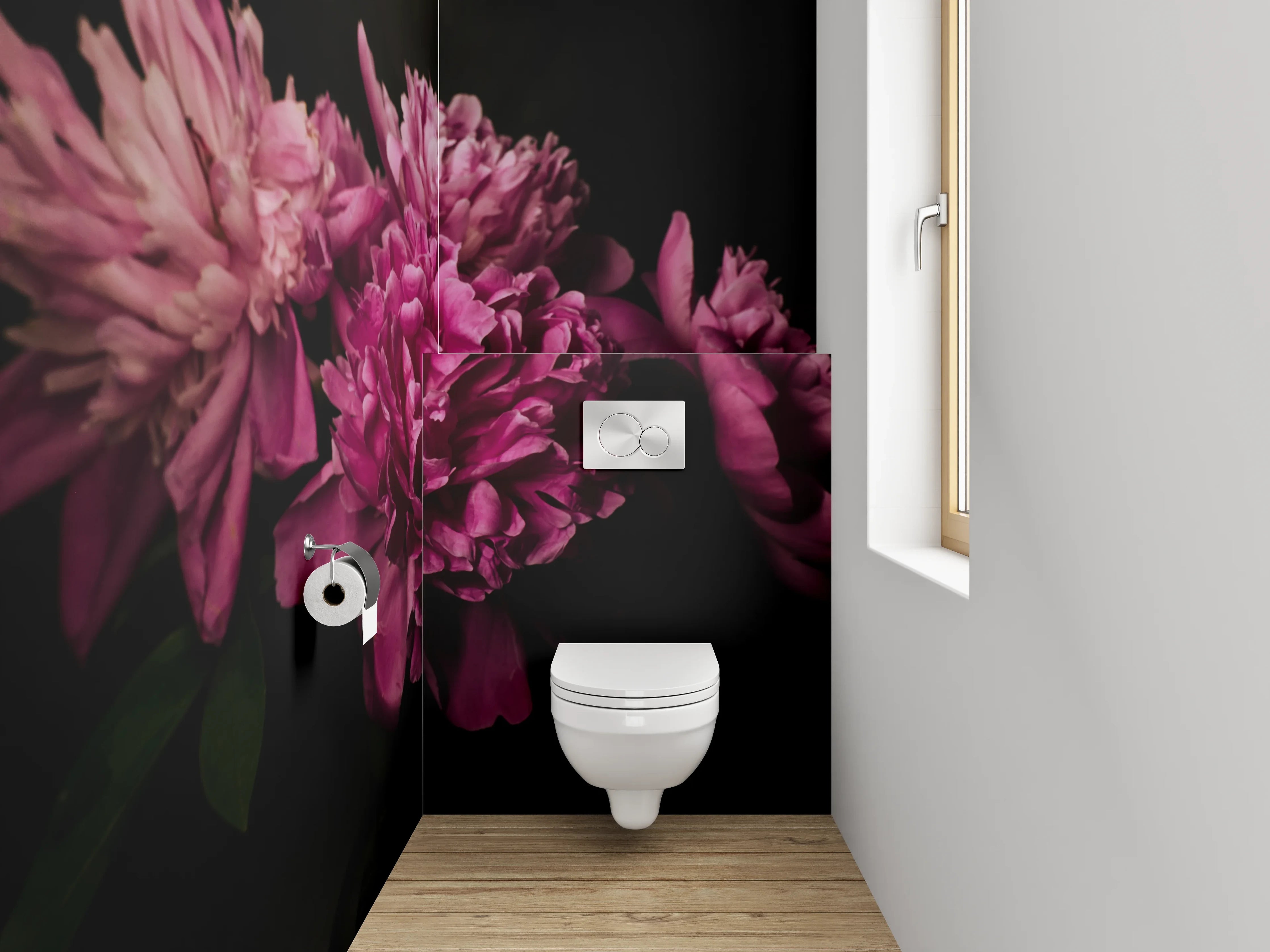 WC-Rückwand - Pfingstrosenblüten in sattem Pink