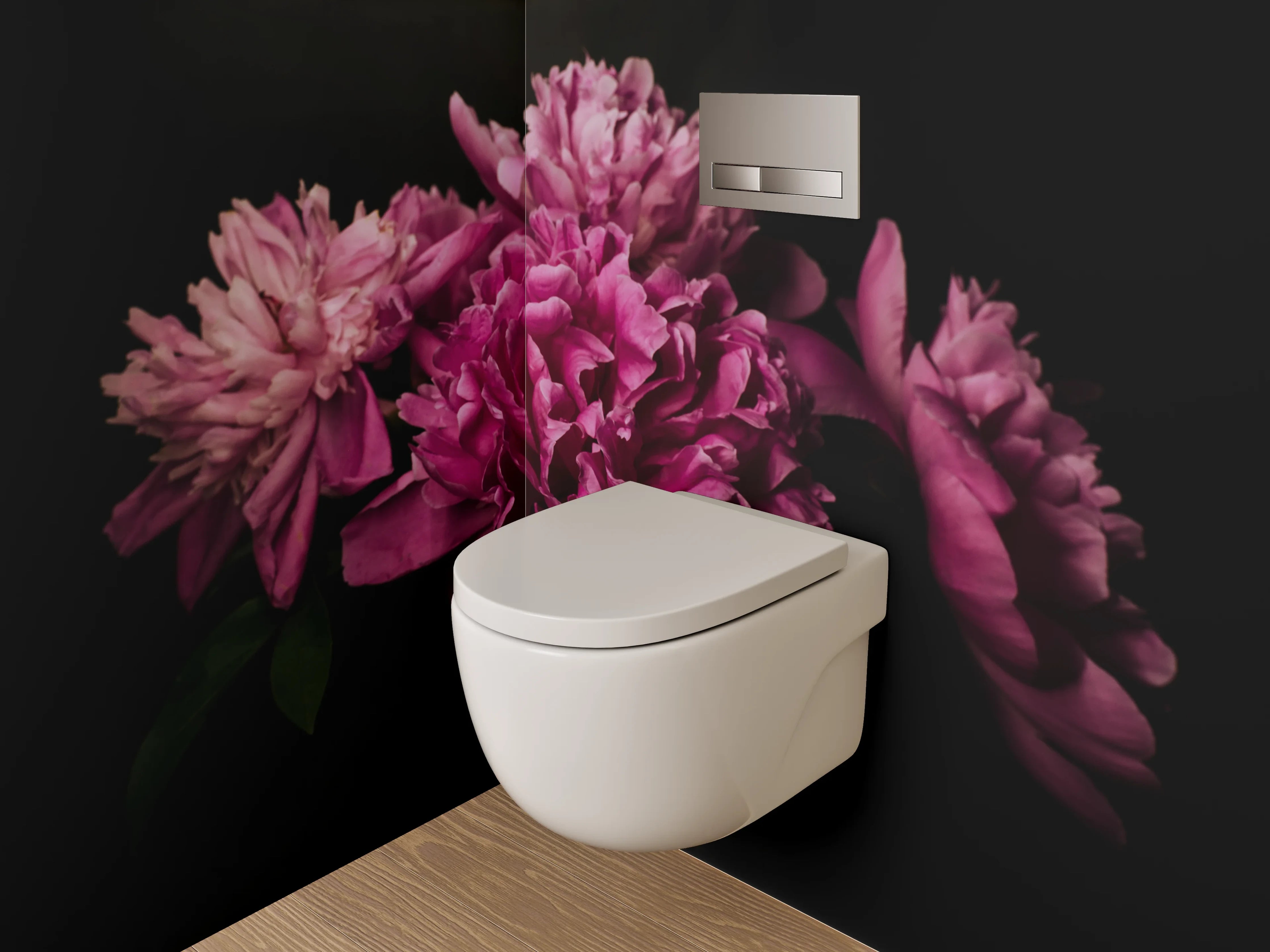 WC-Rückwand - Pfingstrosenblüten in sattem Pink