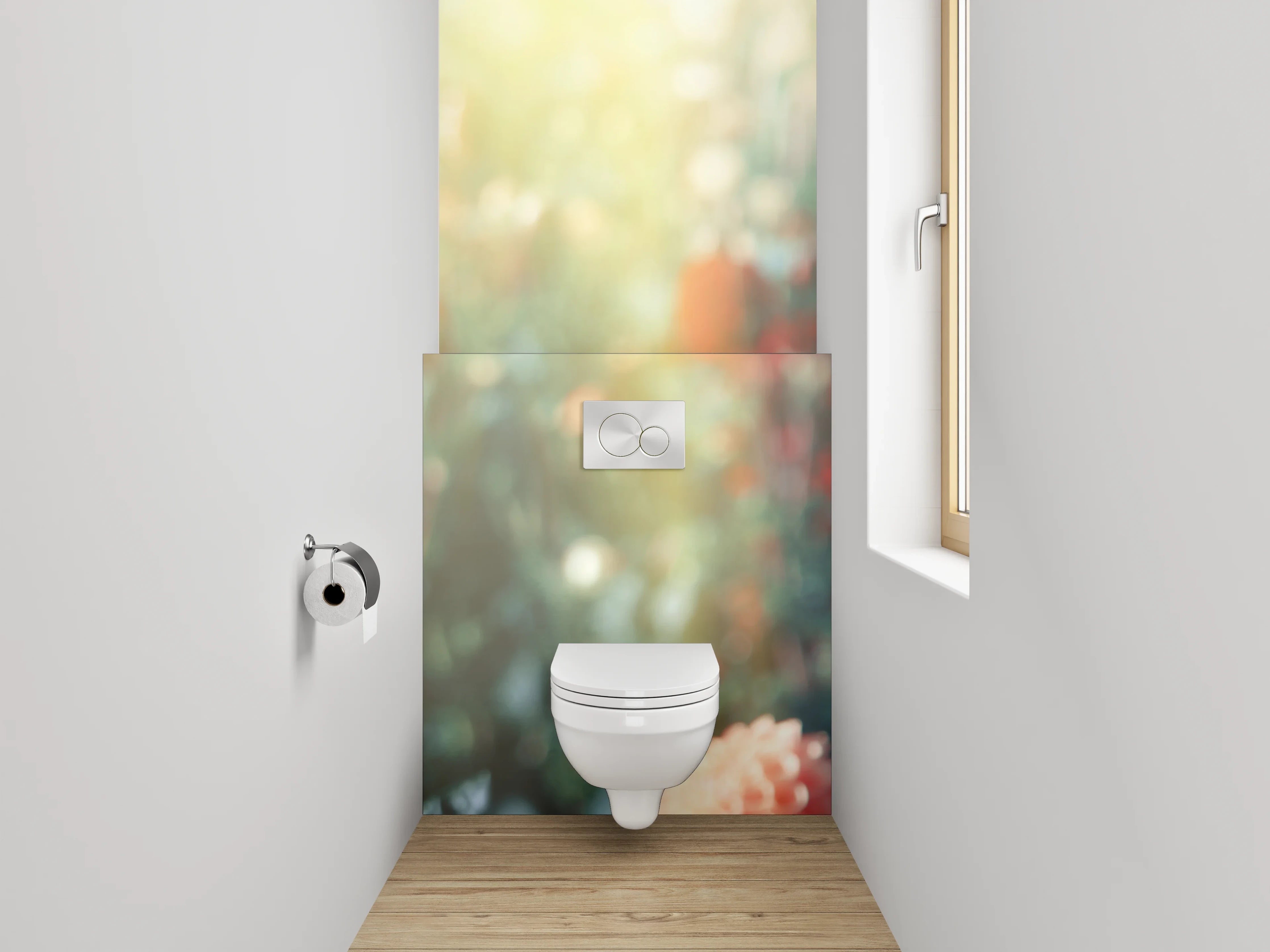 WC-Rückwand - Pfirsichfarbene Dahlien im Sonnenlicht