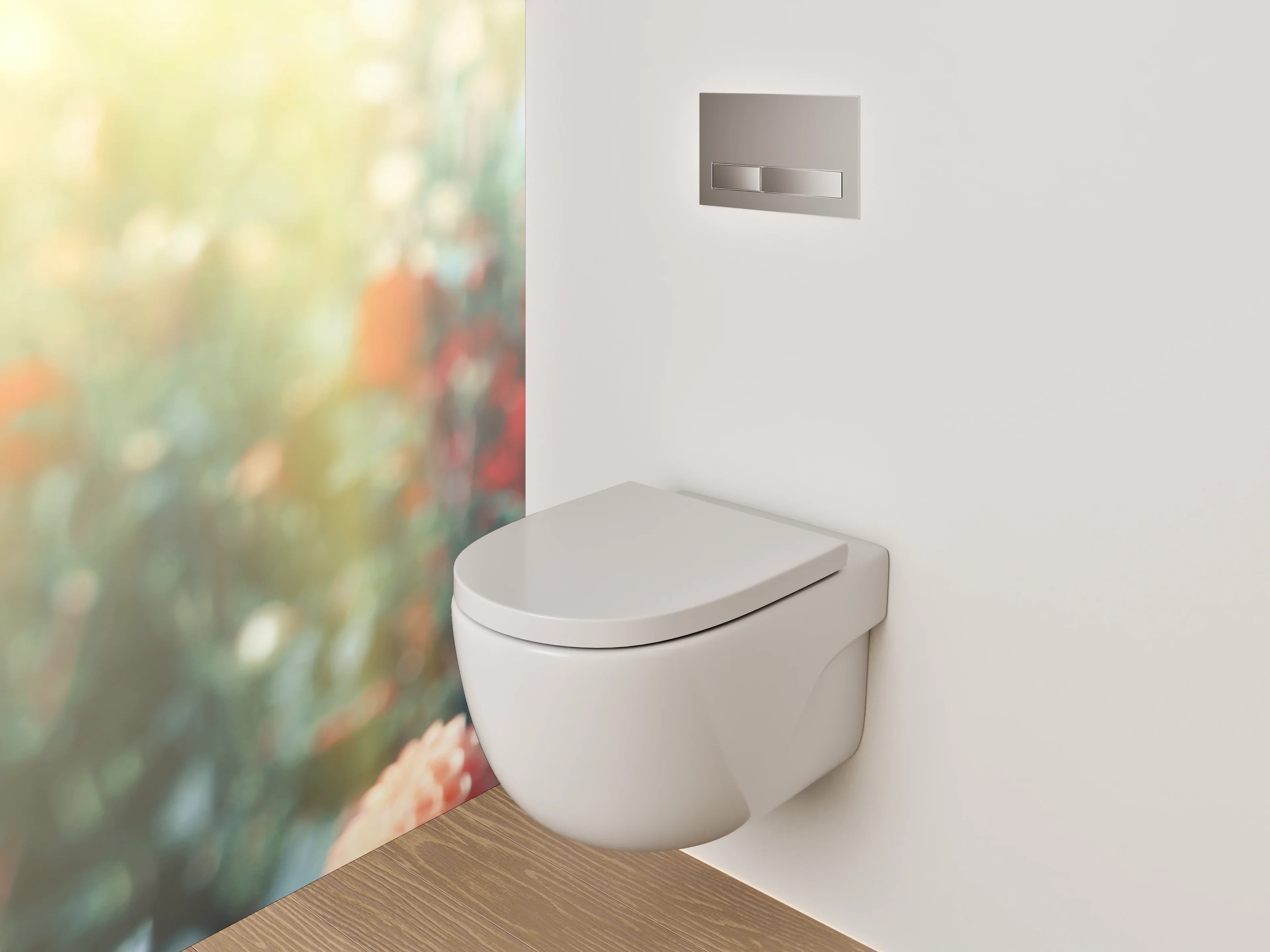 WC-Rückwand - Pfirsichfarbene Dahlien im Sonnenlicht