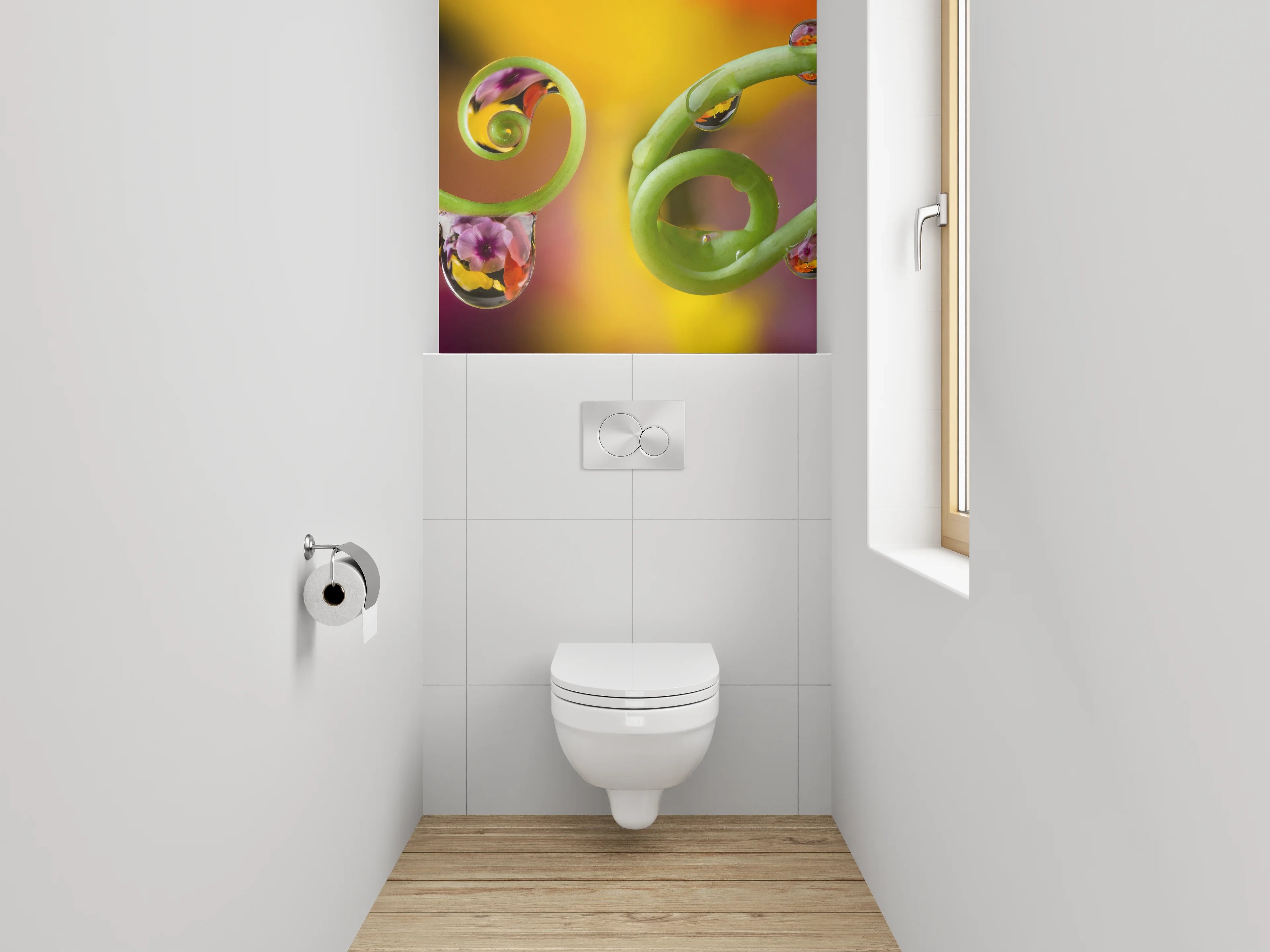 WC-Rückwand - Pflanzenranken mit Tautropfen
