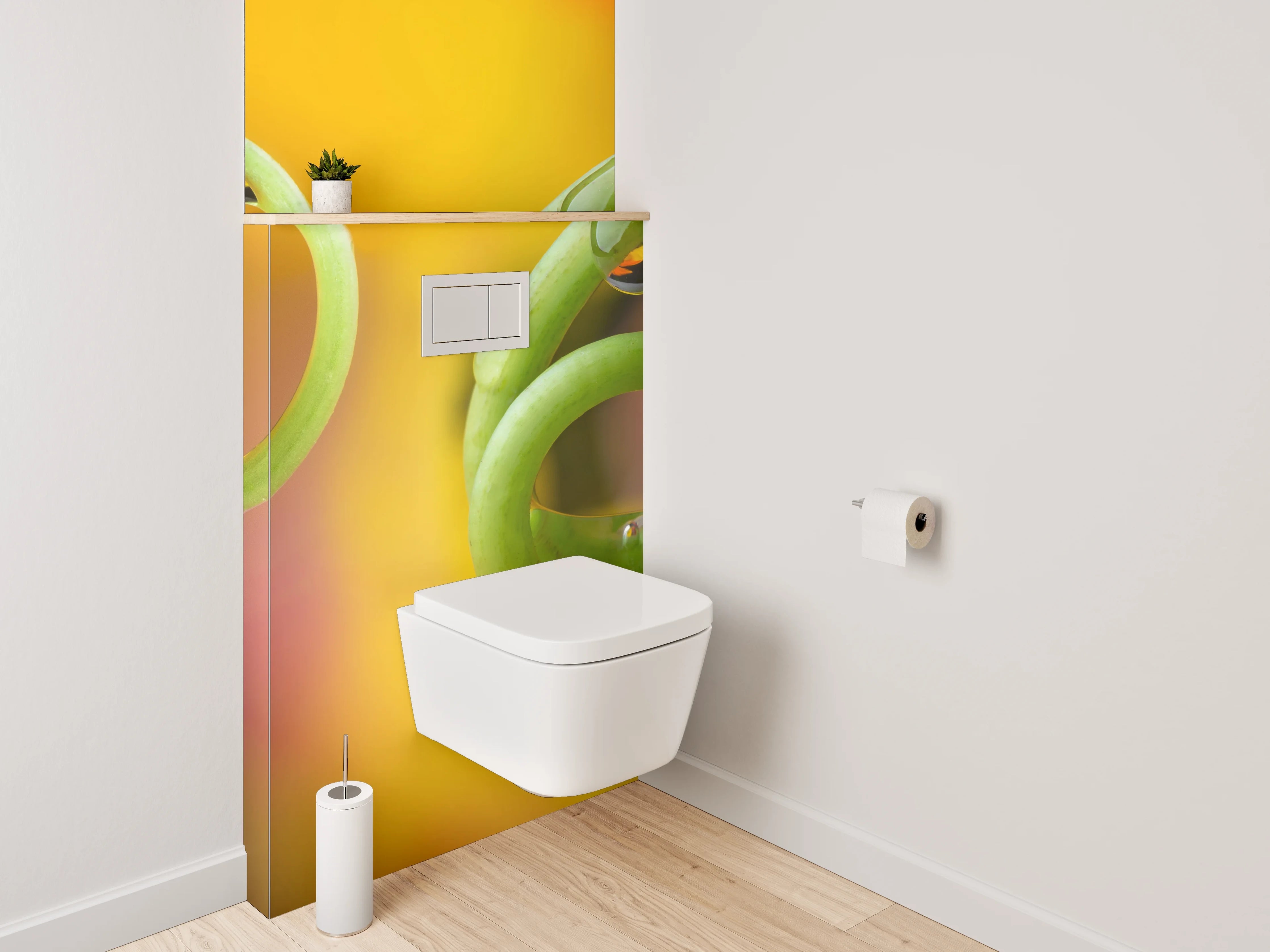 WC-Rückwand - Pflanzenranken mit Tautropfen