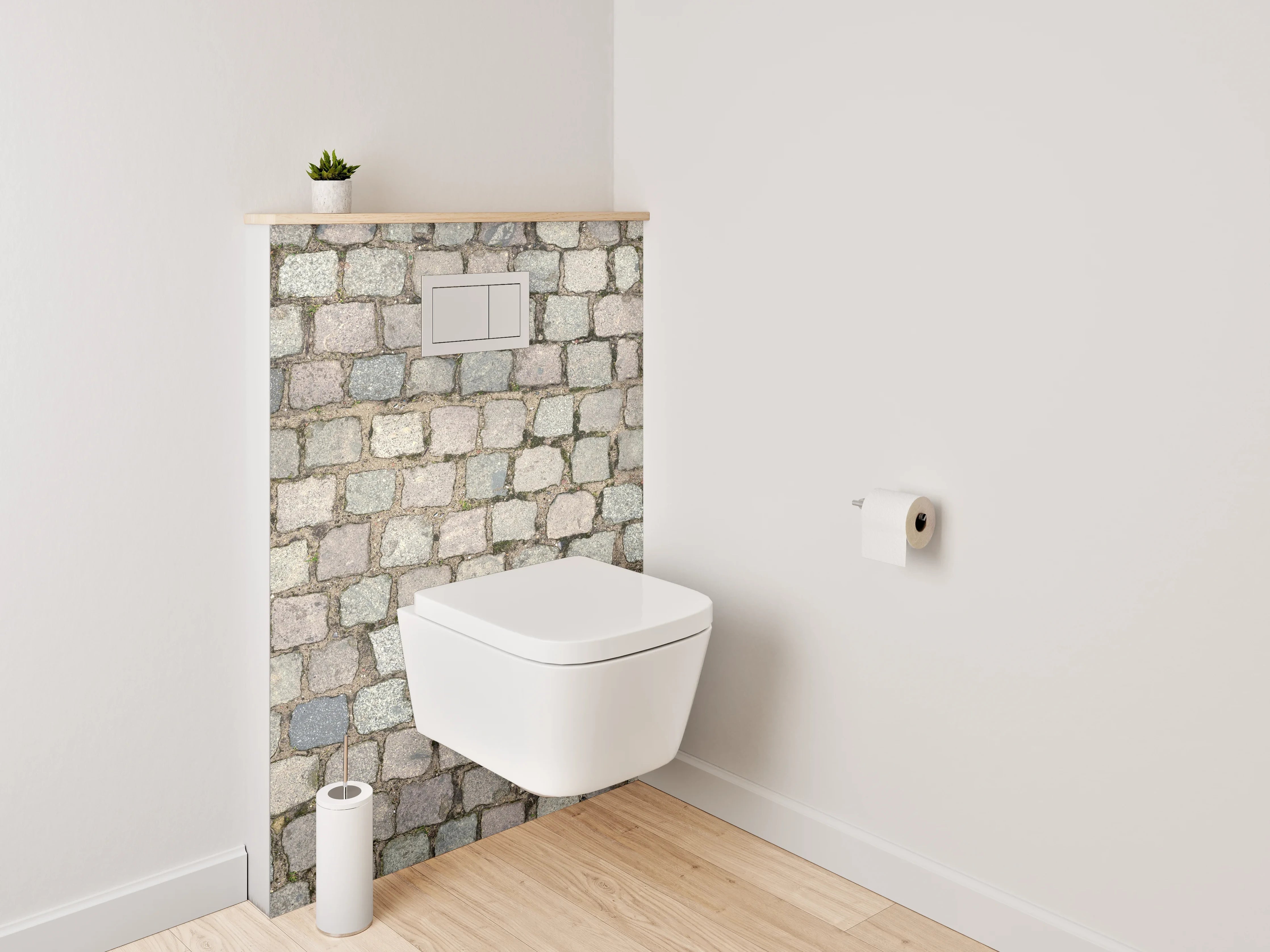 WC-Rückwand - Pflastersteinmuster Grau Braun