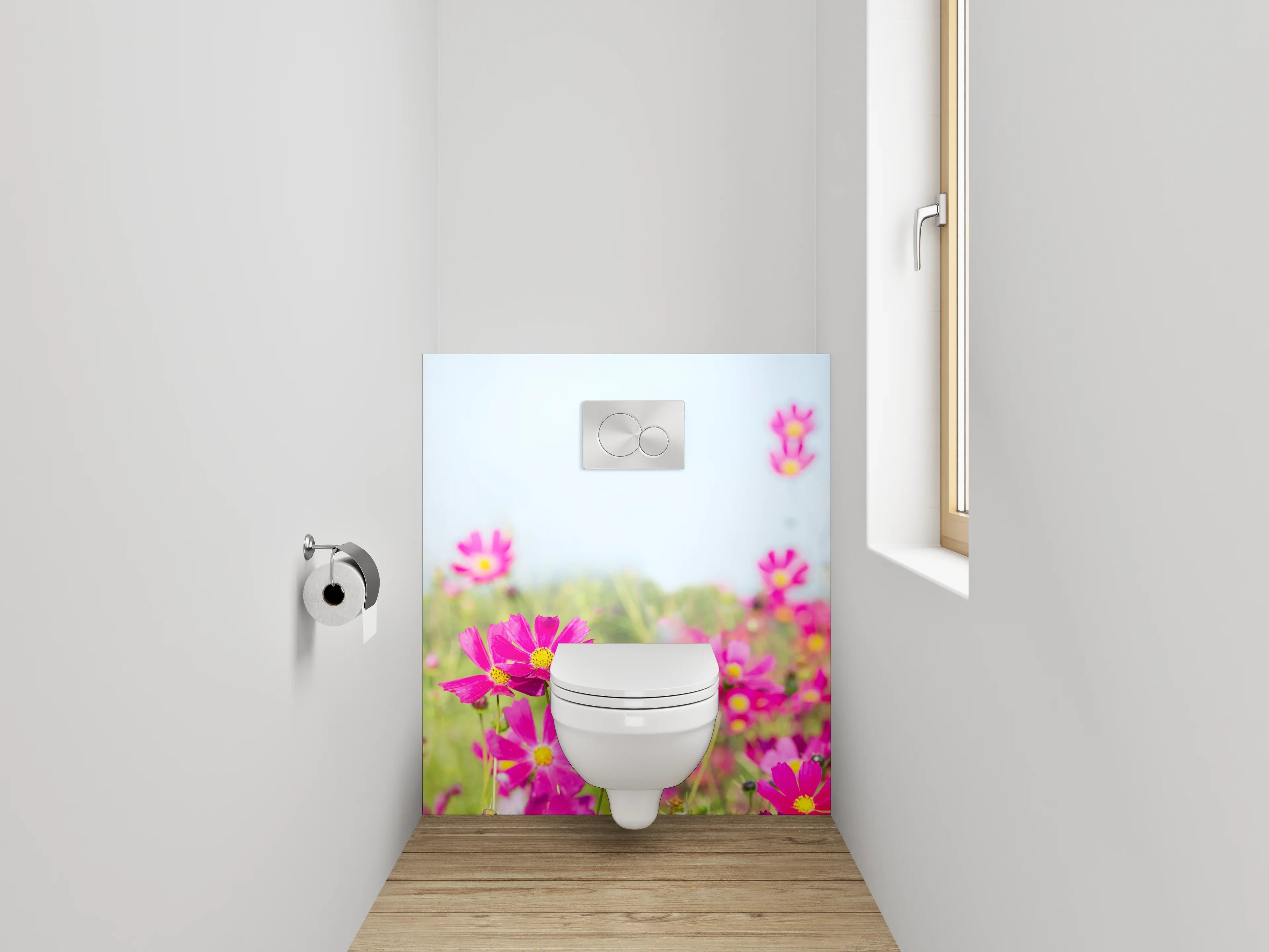 WC-Rückwand - Pinkes Blumenmeer auf Sommerwiese
