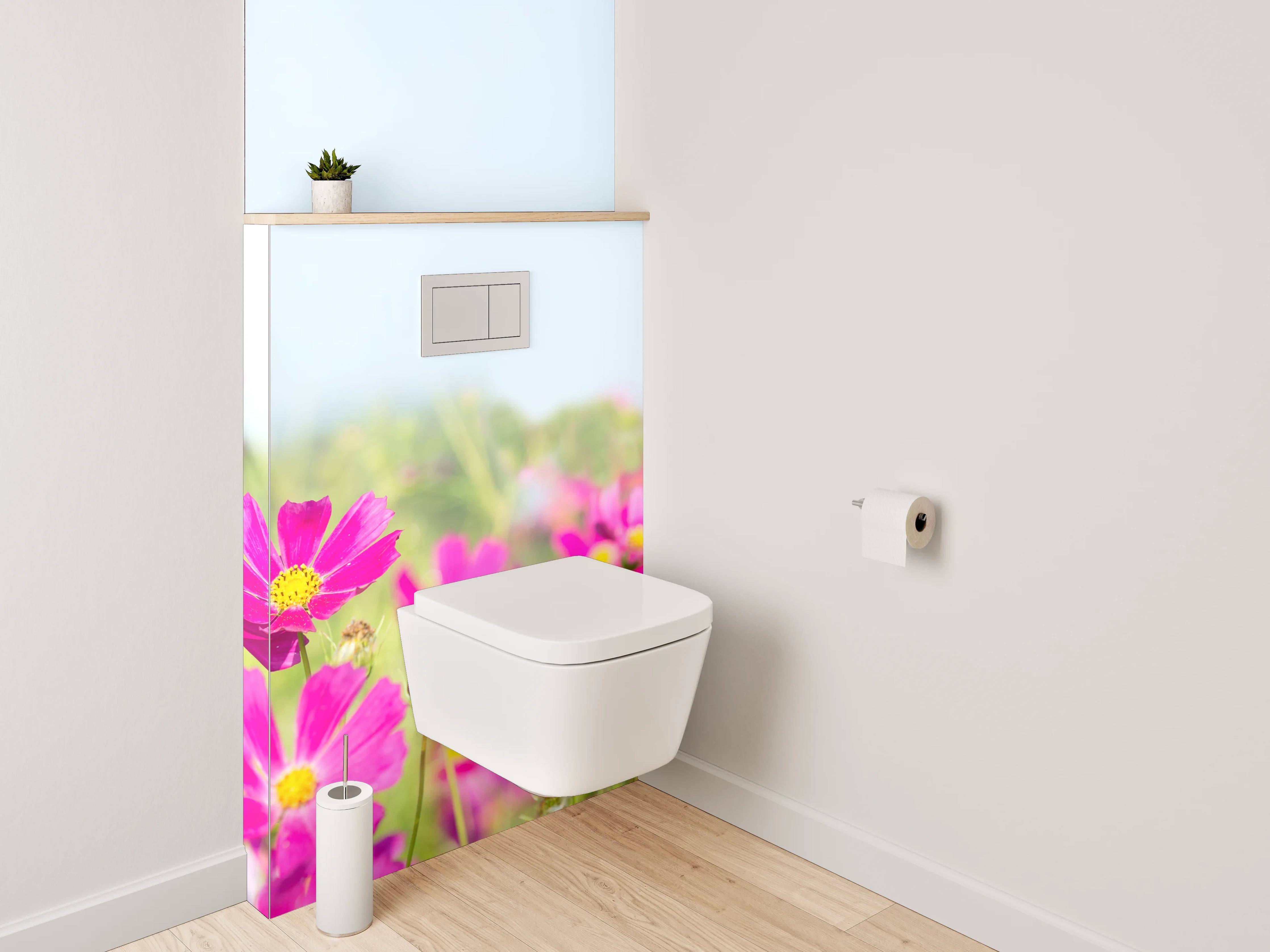 WC-Rückwand - Pinkes Blumenmeer auf Sommerwiese