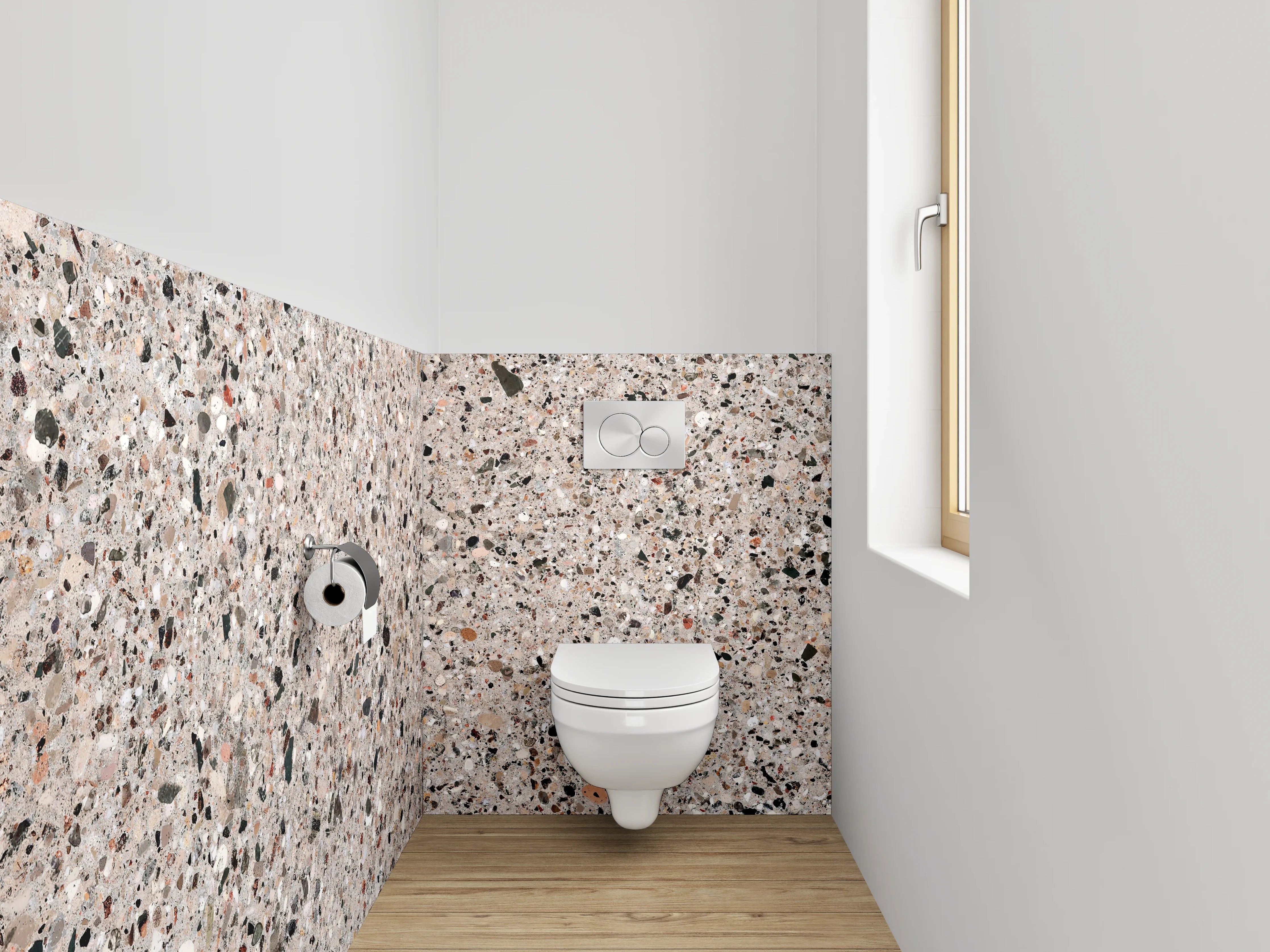 WC-Rückwand - Polierter Terrazzo Naturstein-Optik