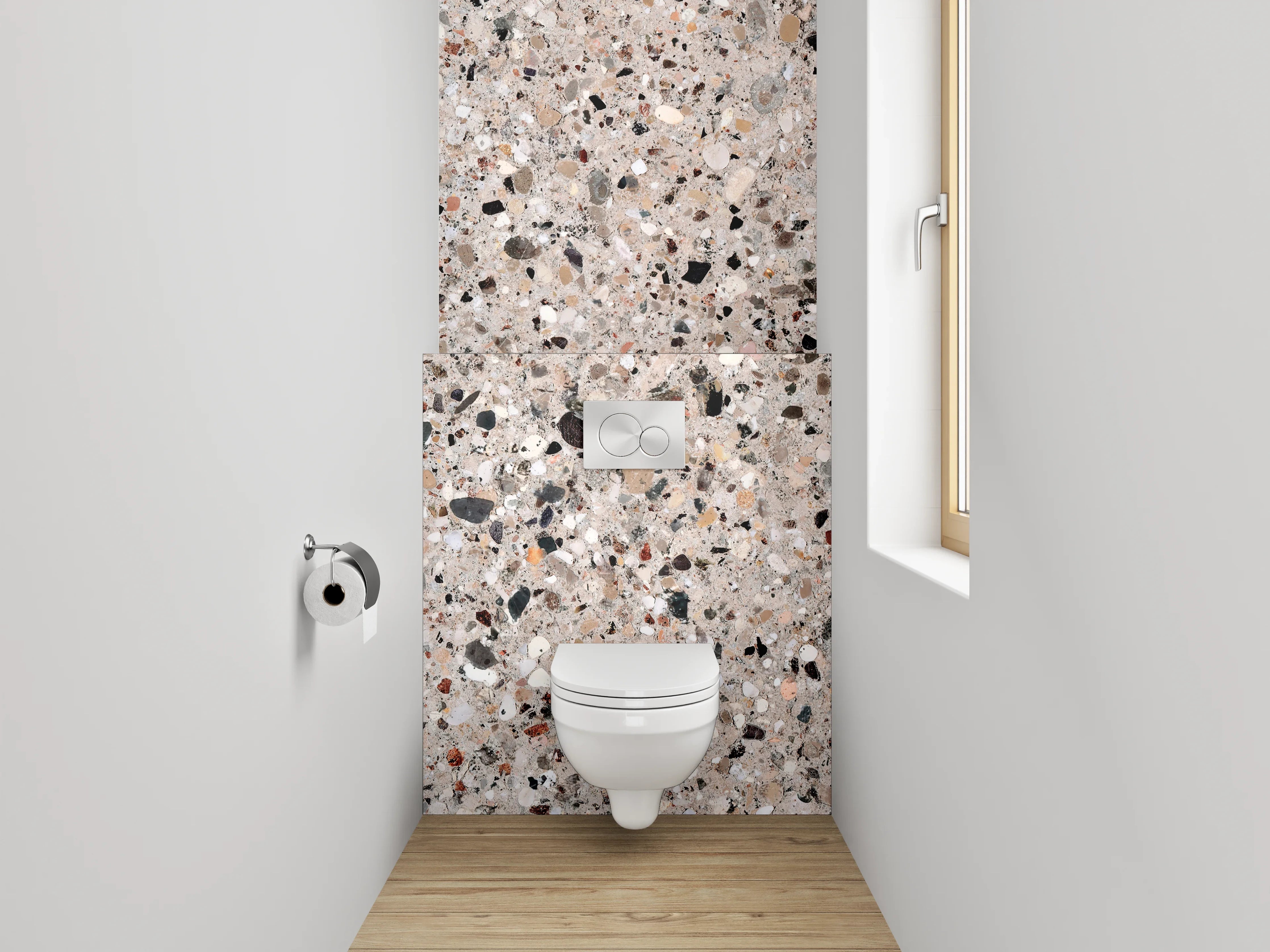 WC-Rückwand - Polierter Terrazzo Naturstein-Optik