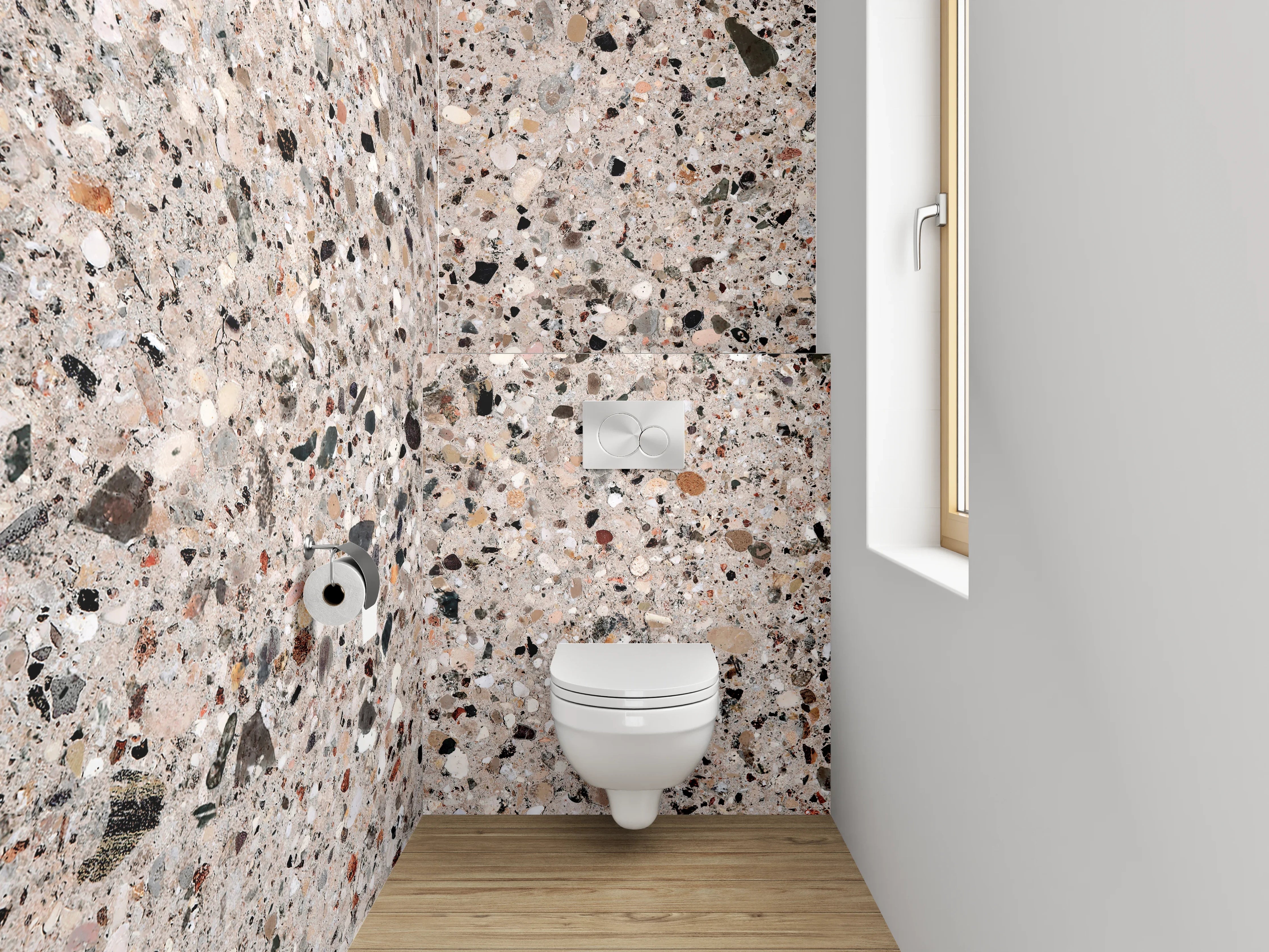 WC-Rückwand - Polierter Terrazzo Naturstein-Optik