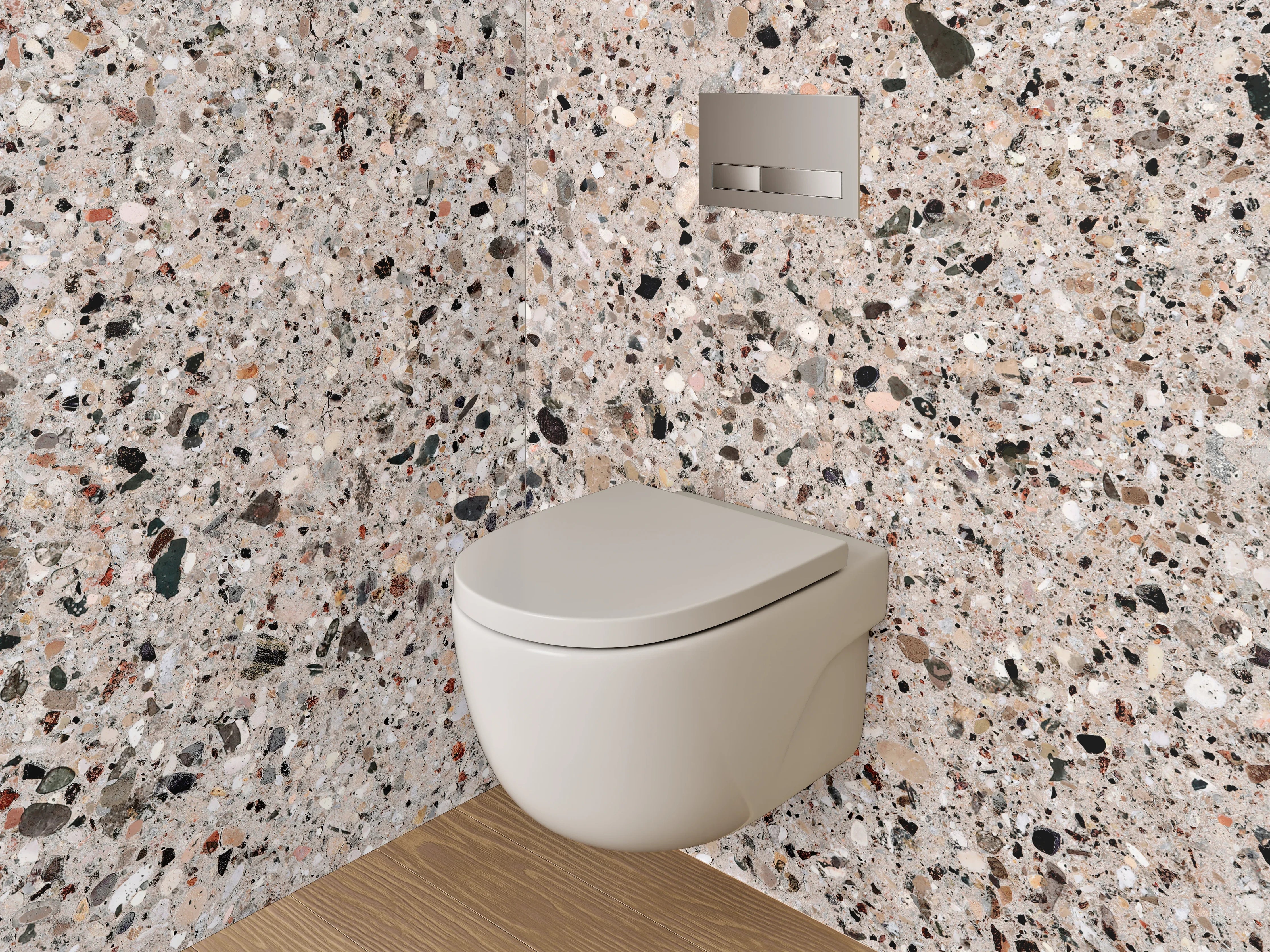 WC-Rückwand - Polierter Terrazzo Naturstein-Optik