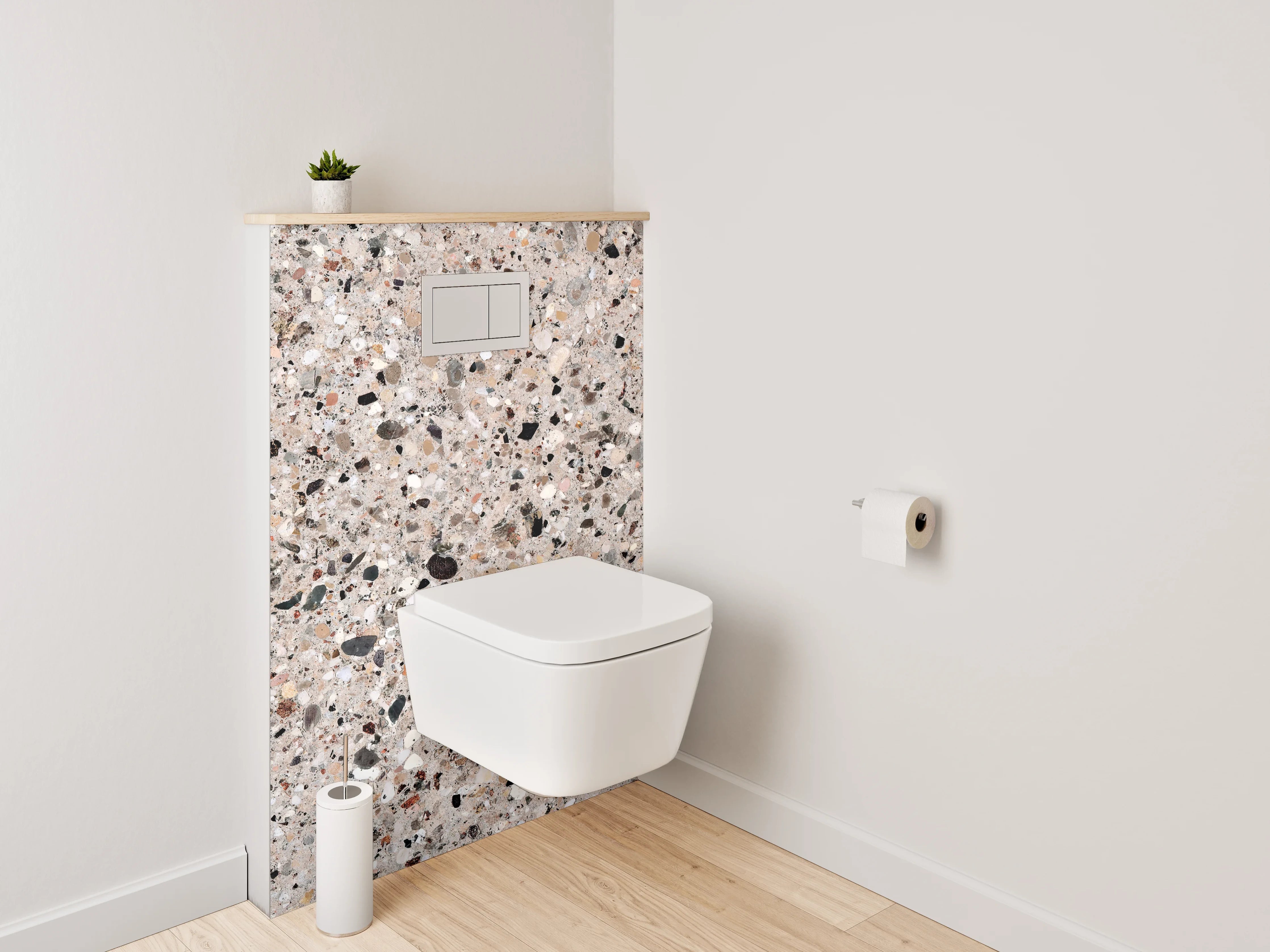 WC-Rückwand - Polierter Terrazzo Naturstein-Optik
