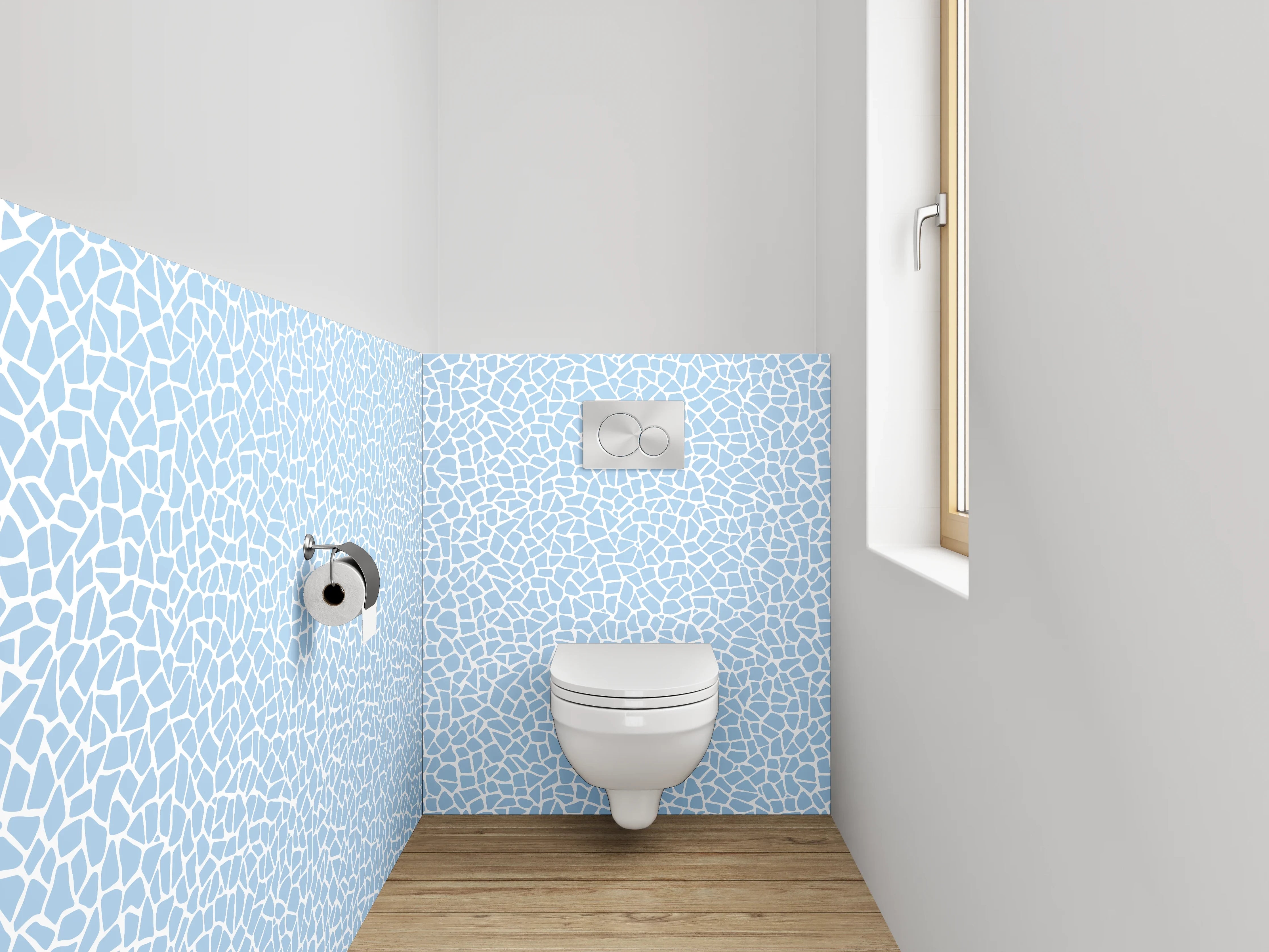 WC-Rückwand - Poolmosaik Muster Blau Weiß