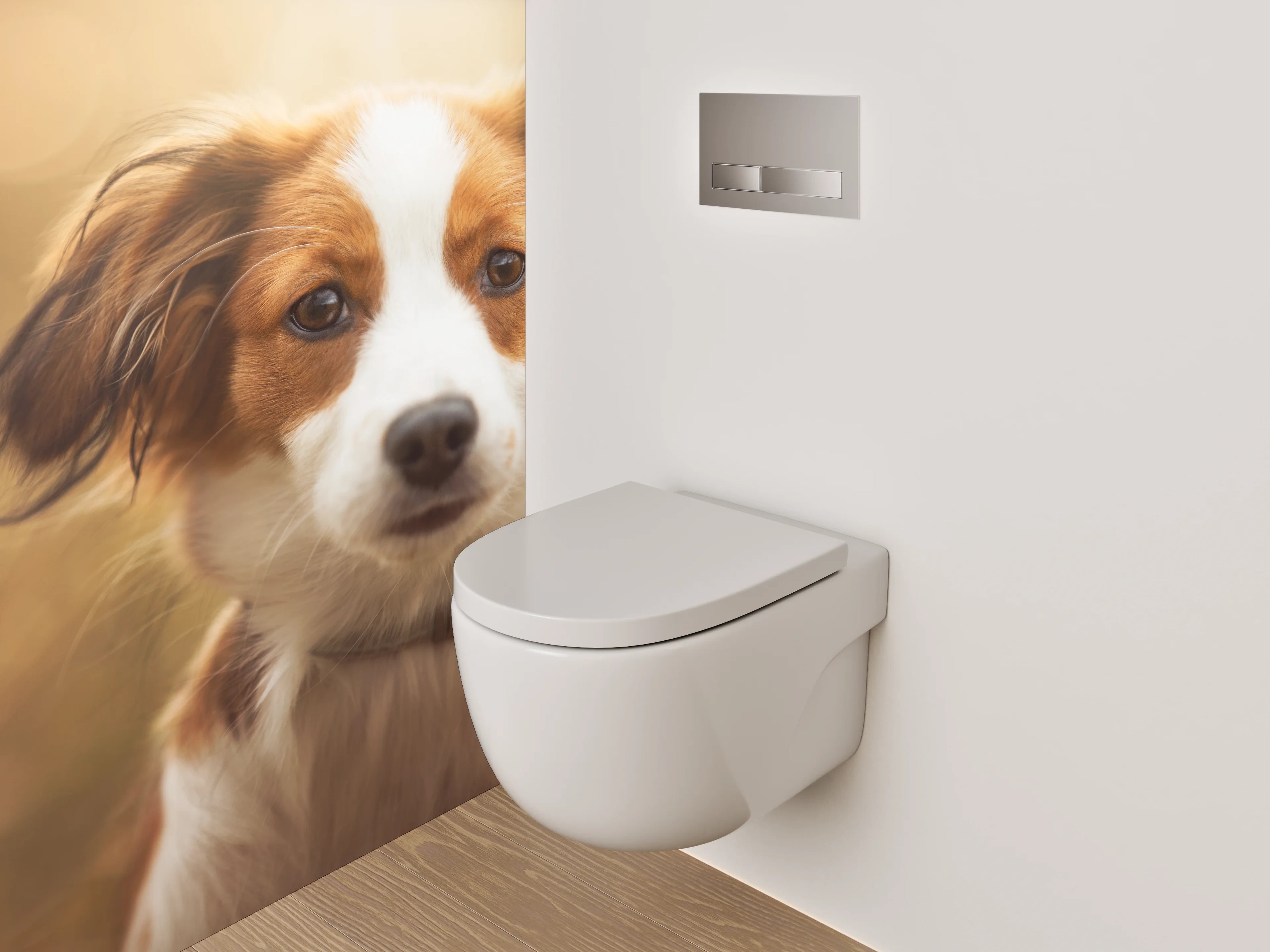 WC-Rückwand - Porträt Hund auf Wiese