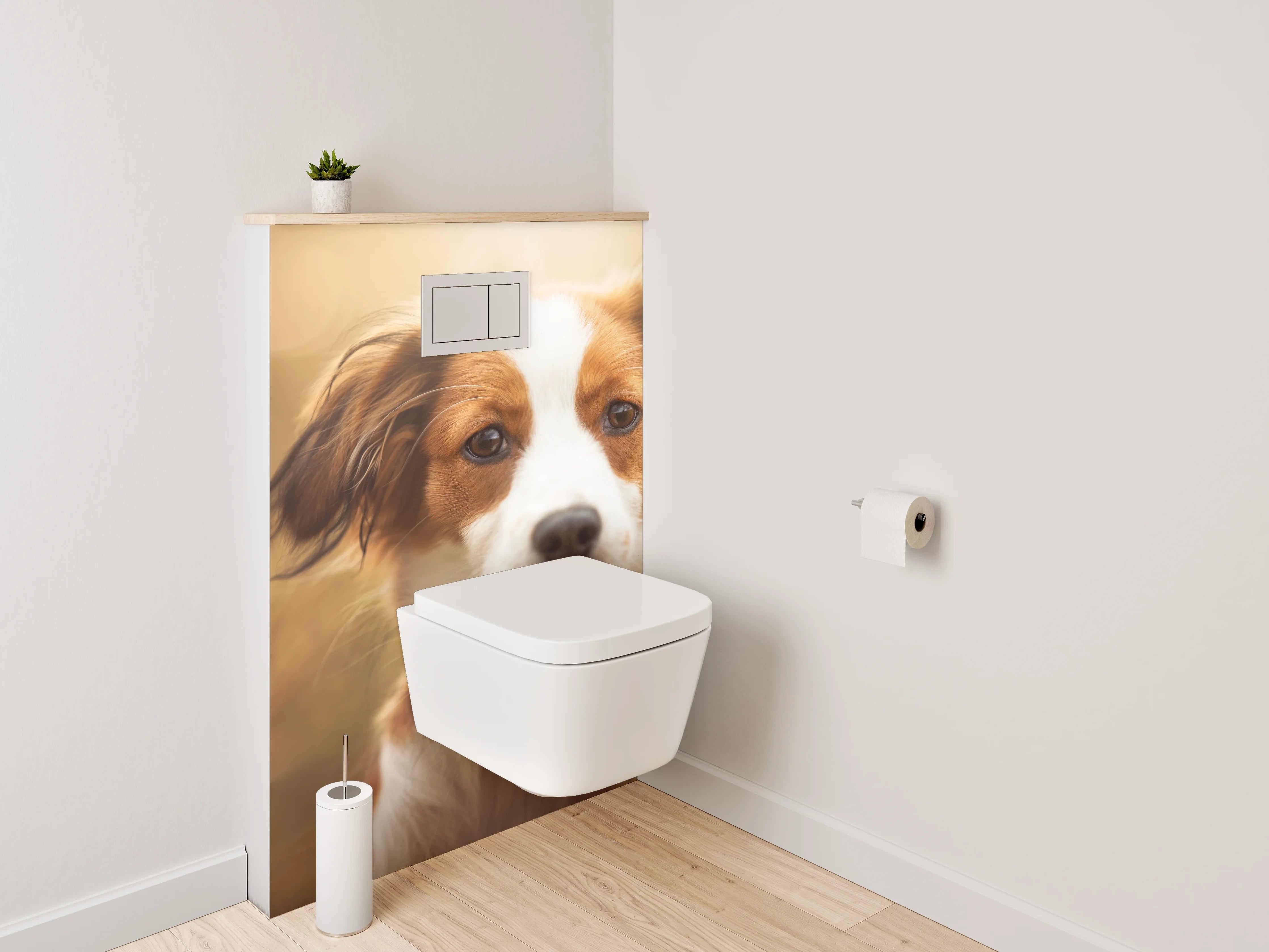 WC-Rückwand - Porträt Hund auf Wiese