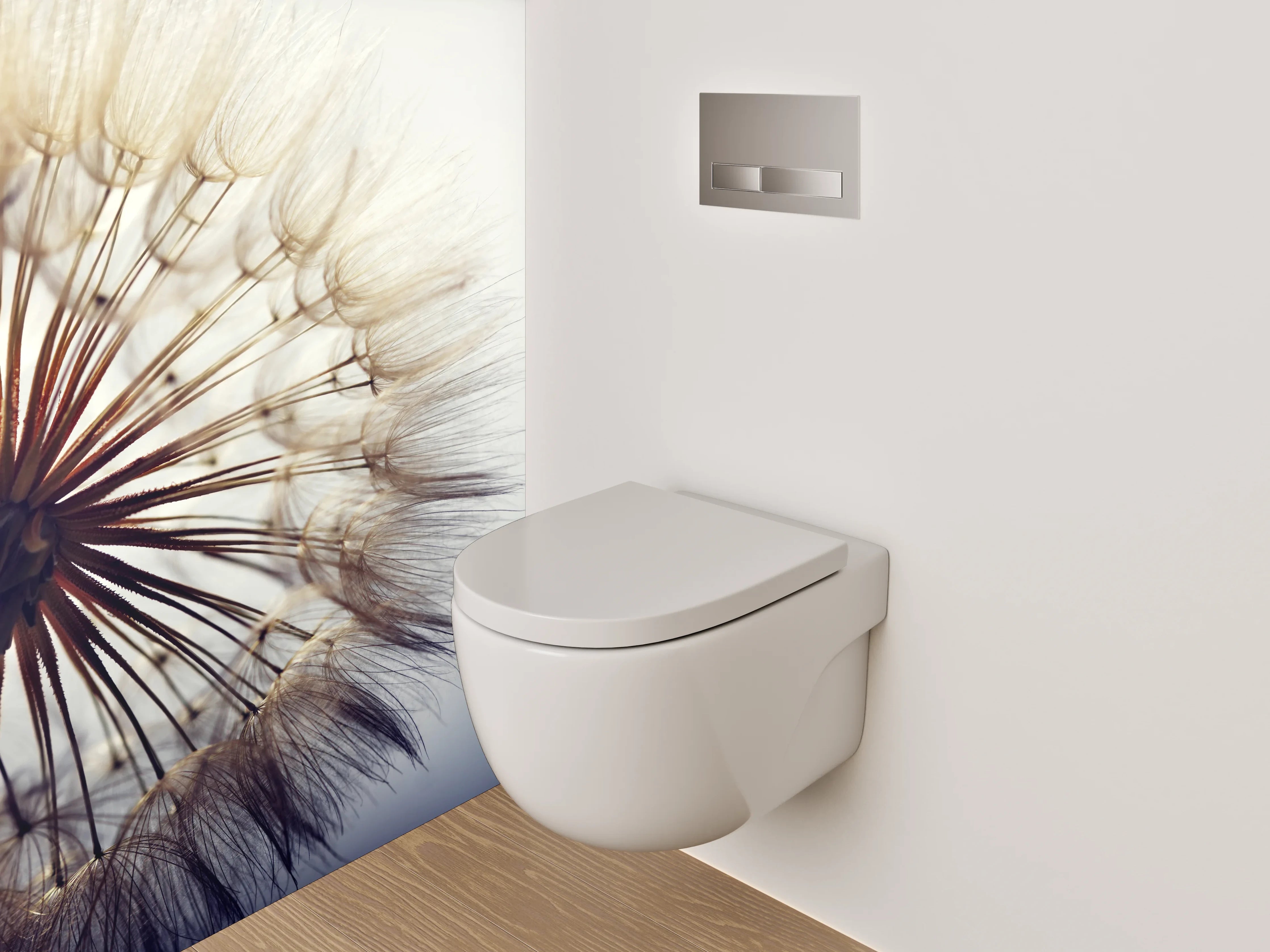 WC-Rückwand - Pusteblume Makro Weiß Grau Minimal