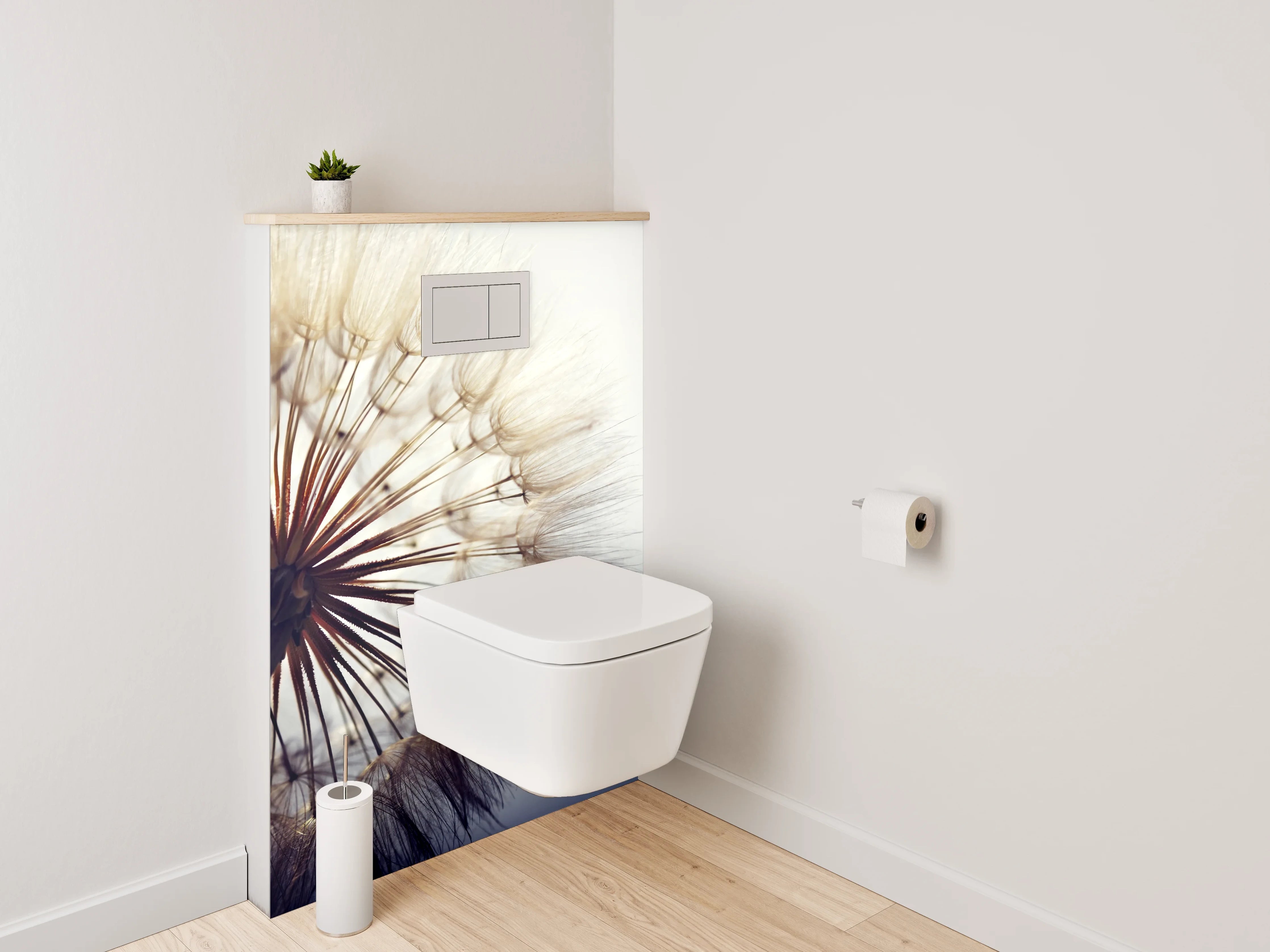 WC-Rückwand - Pusteblume Makro Weiß Grau Minimal