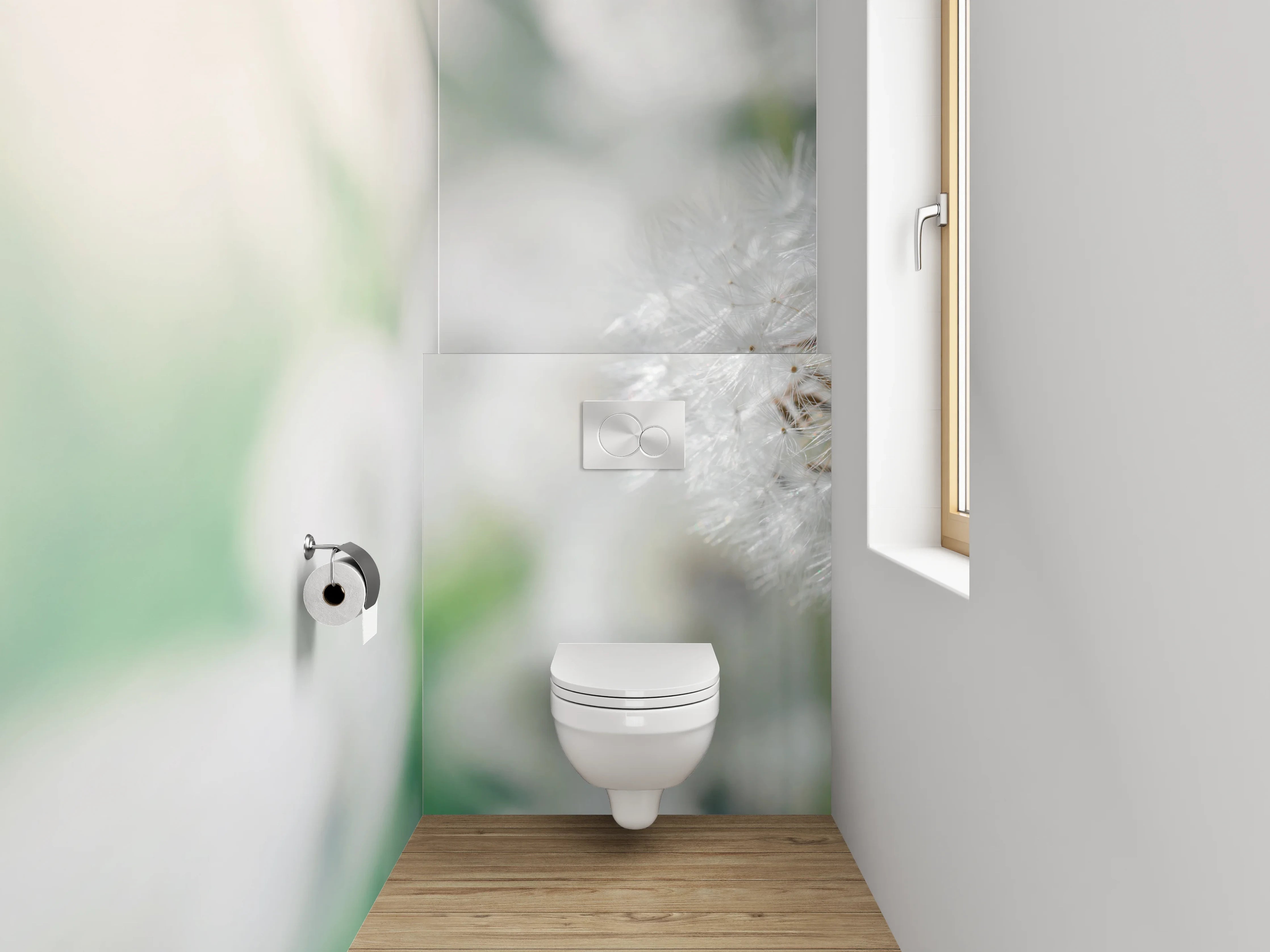 WC-Rückwand - Pusteblume Traum in Weiß