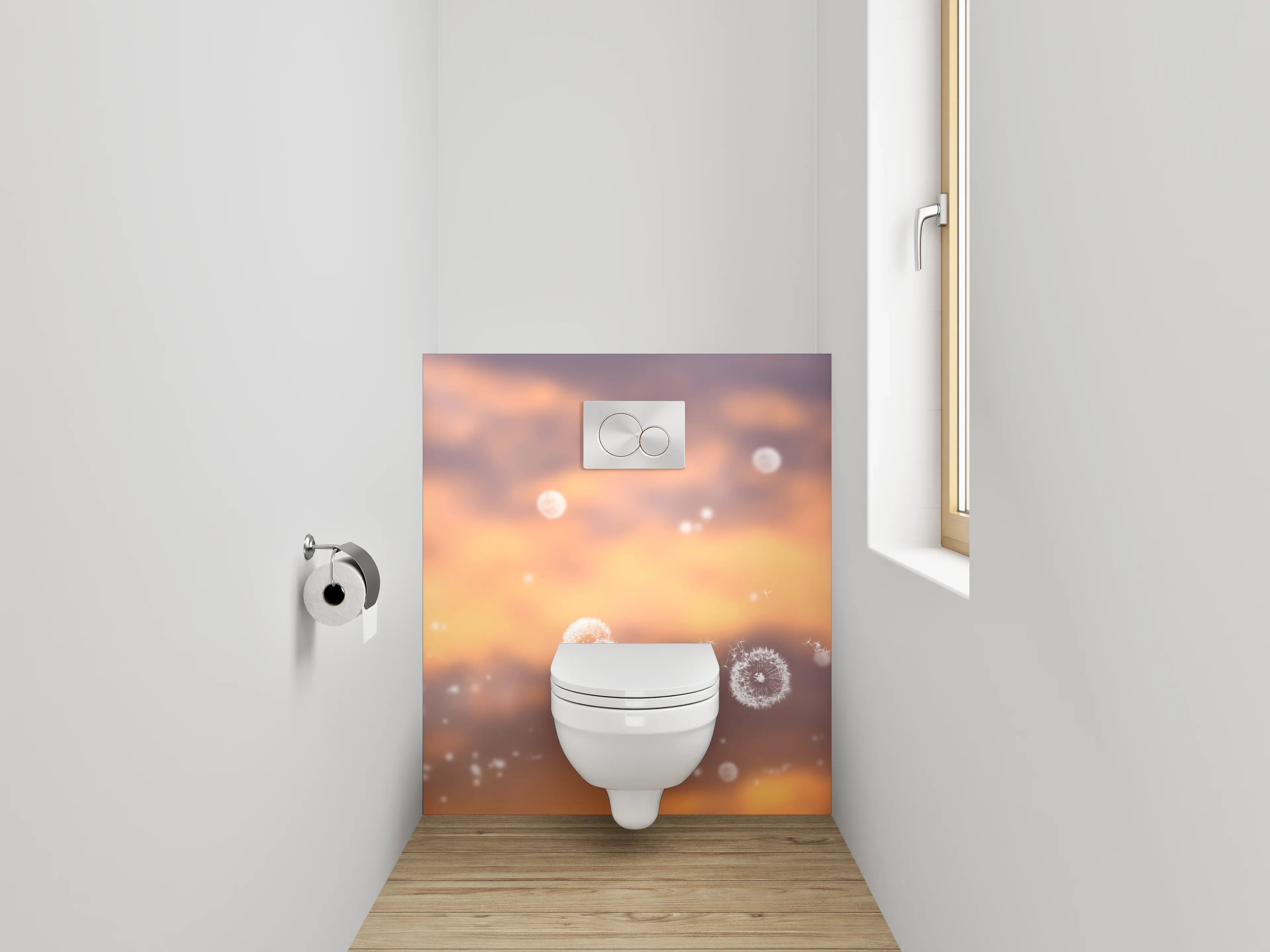 WC-Rückwand - Pusteblume bei Sonnenuntergang Motiv
